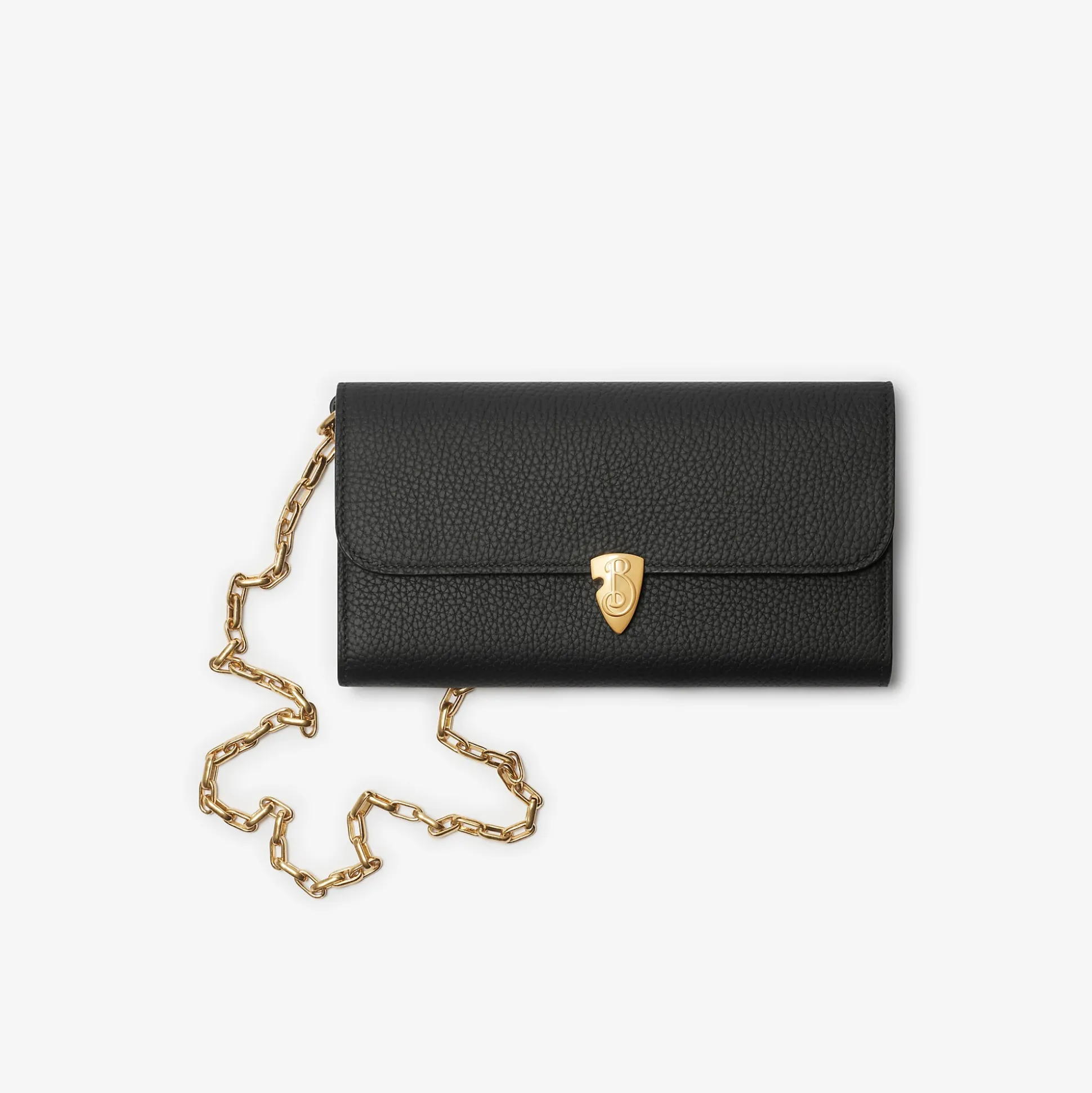 Store Burberry B Shield Chain Strap Wallet Black