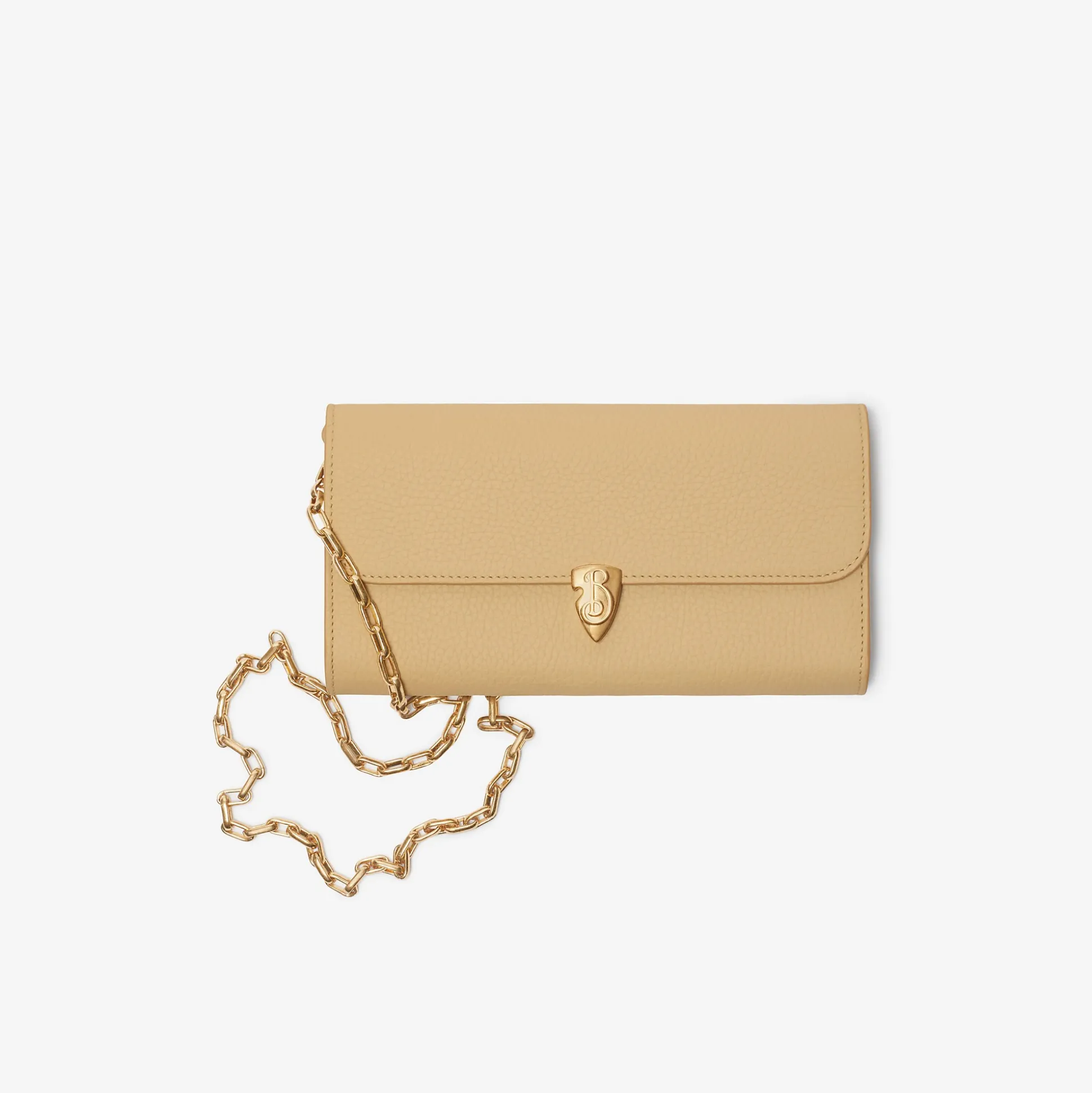 Clearance Burberry B Shield Chain Strap Wallet Sand