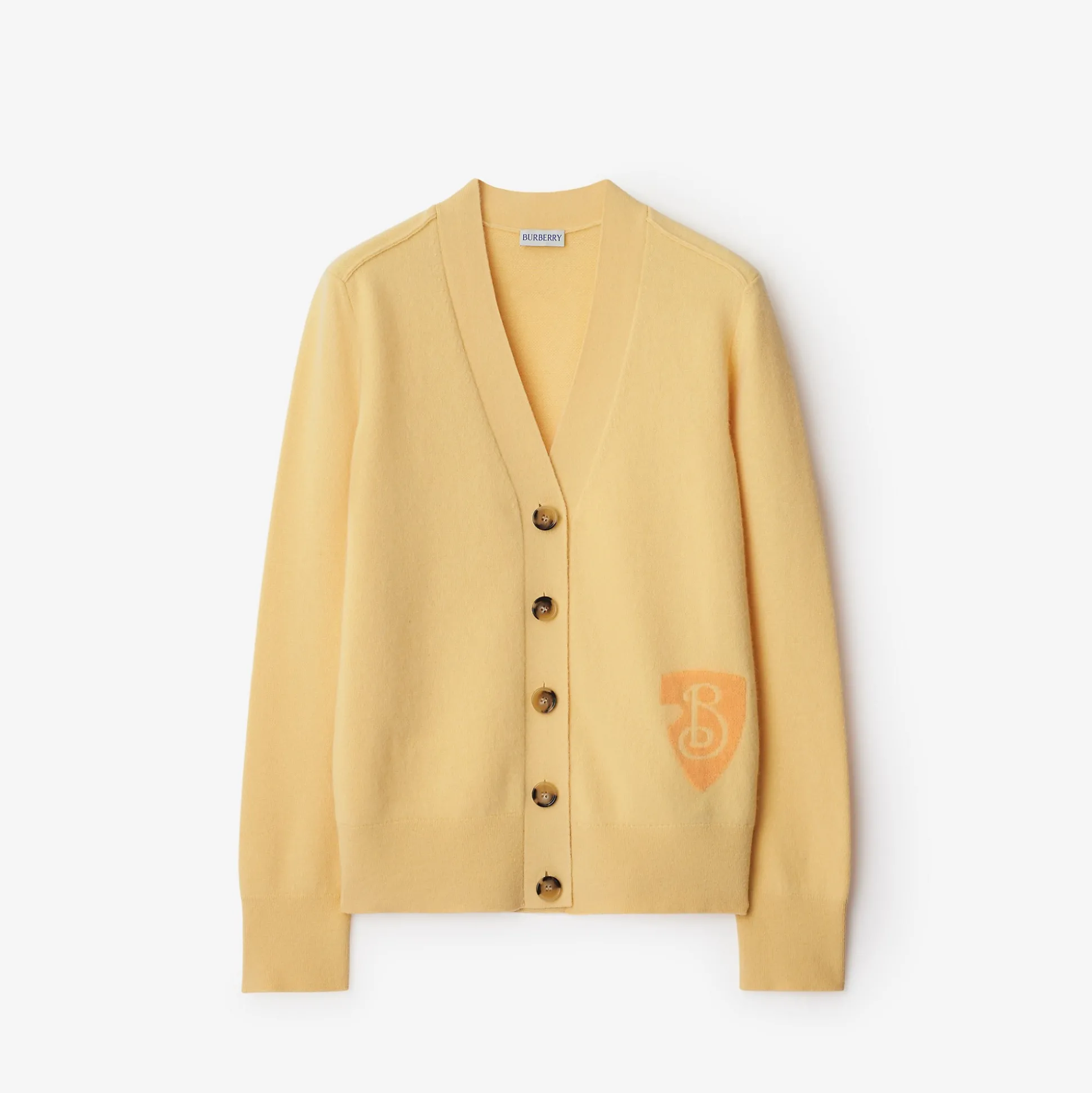 Discount Burberry B Shield Wool Blend Cardigan Sandstone