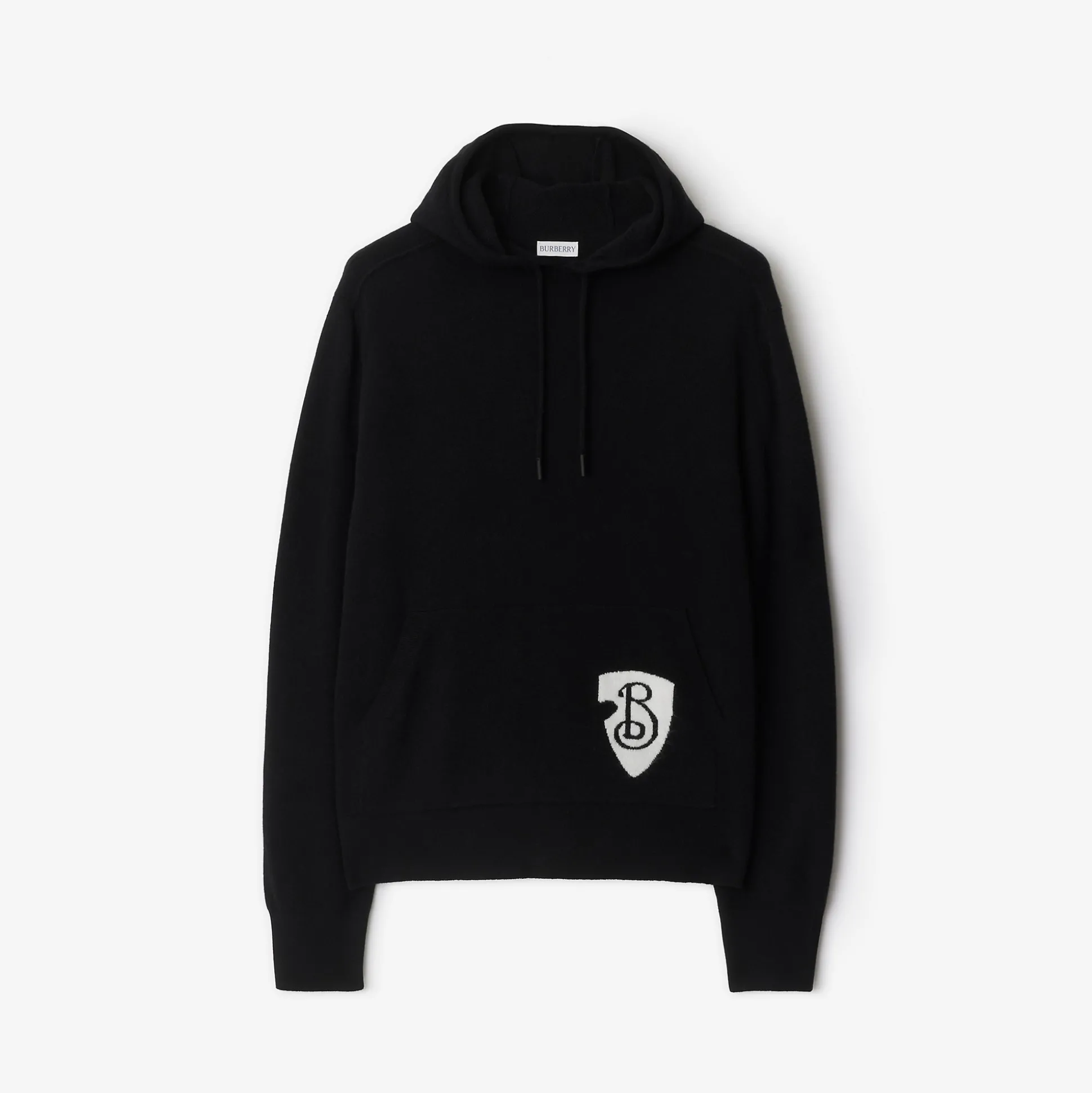 Online Burberry B Shield Wool Blend Hoodie Black