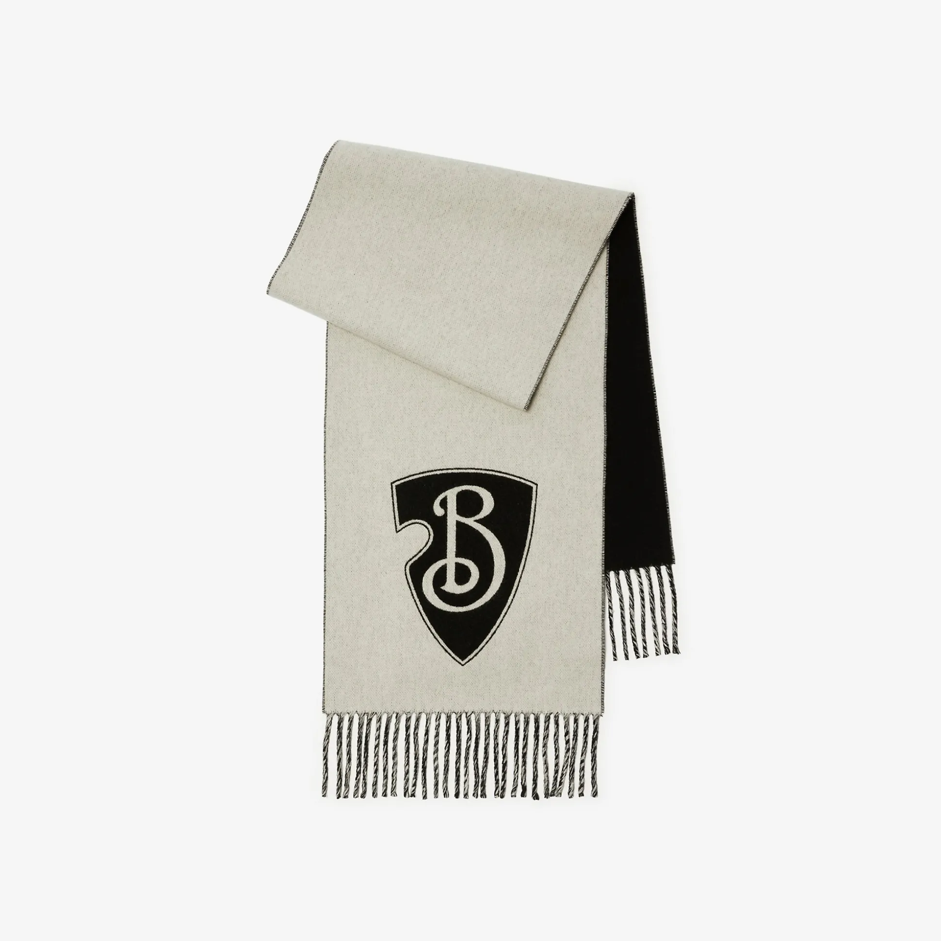 Sale Burberry B Shield Wool Brewed Protein™ Cashmere Blend Scarf Monochrome