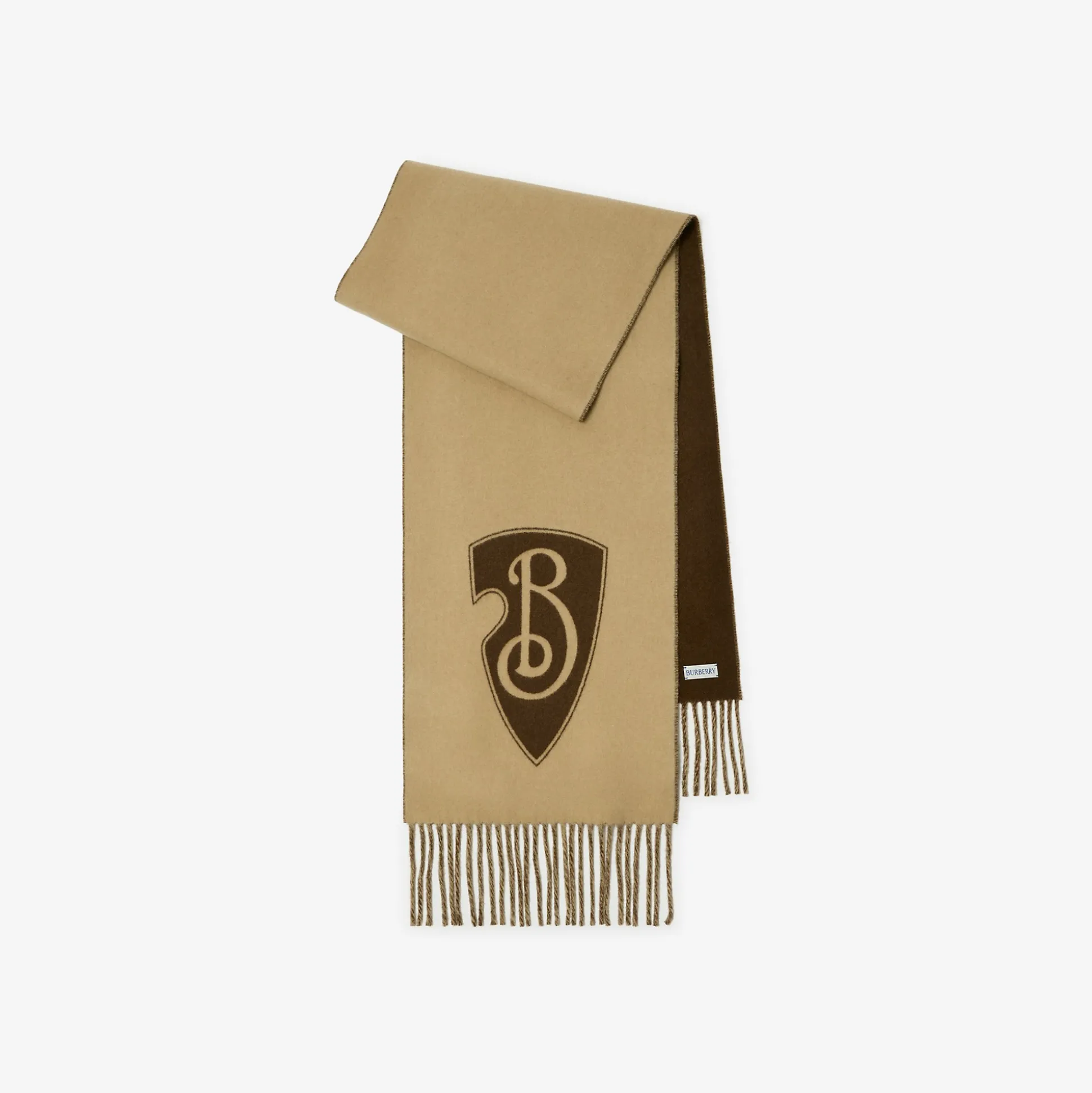 Cheap Burberry B Shield Wool Brewed Protein™ Cashmere Blend Scarf Sand