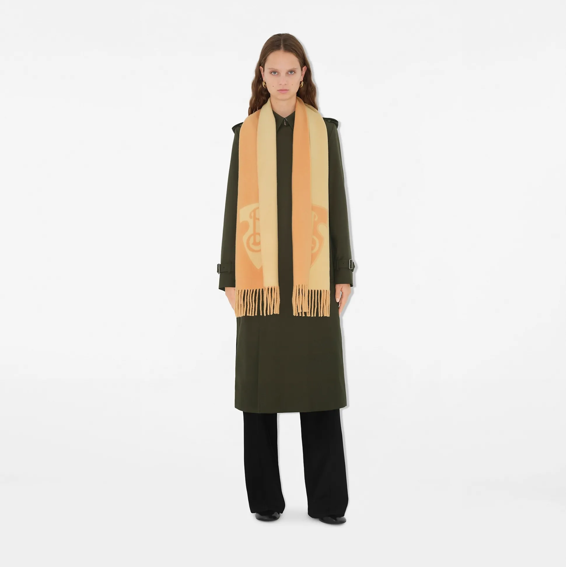 Online Burberry B Shield Wool Brewed Protein™ Cashmere Blend Scarf Petal