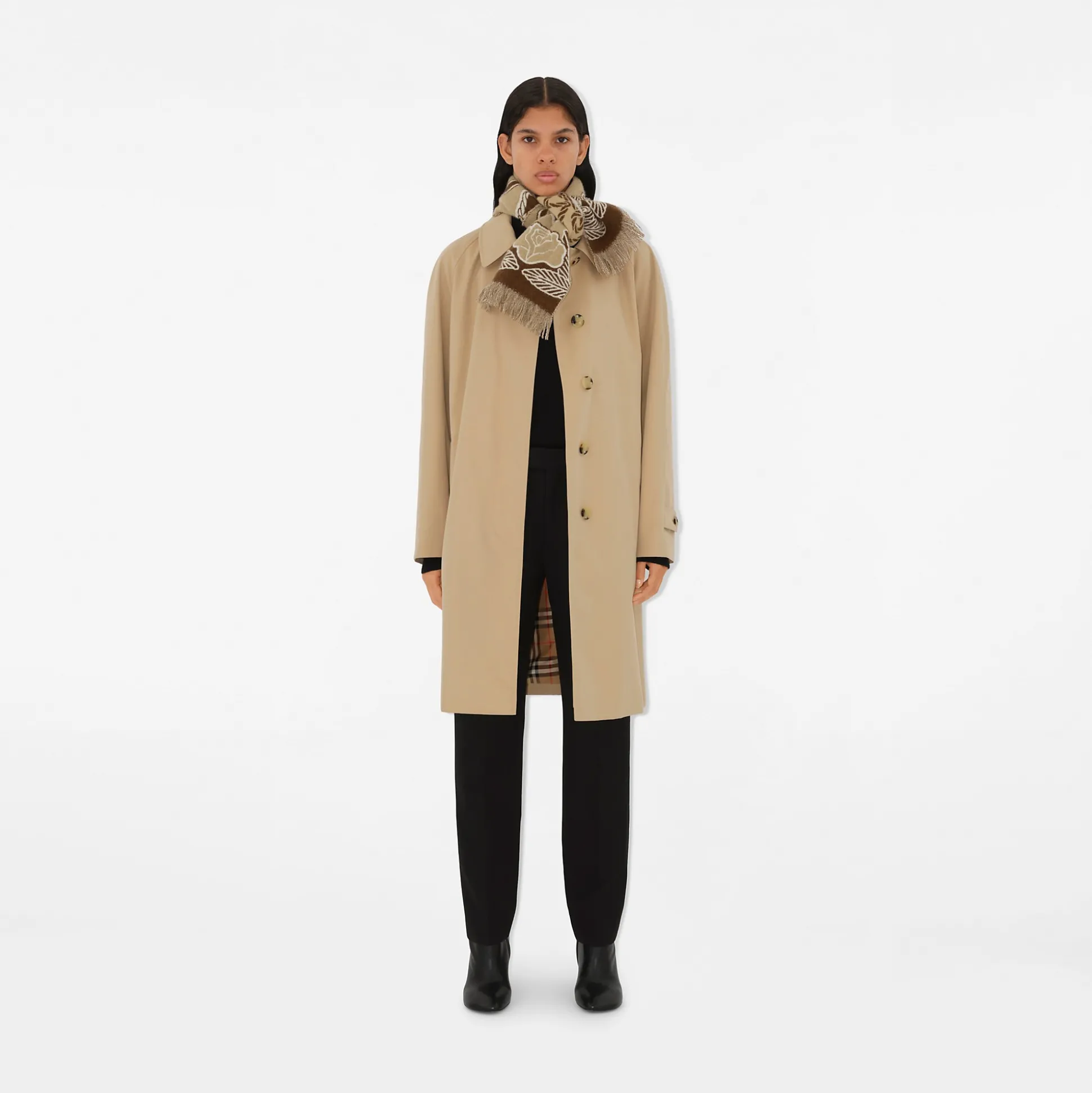 Hot Burberry B Shield Wool Cashmere Scarf Sand