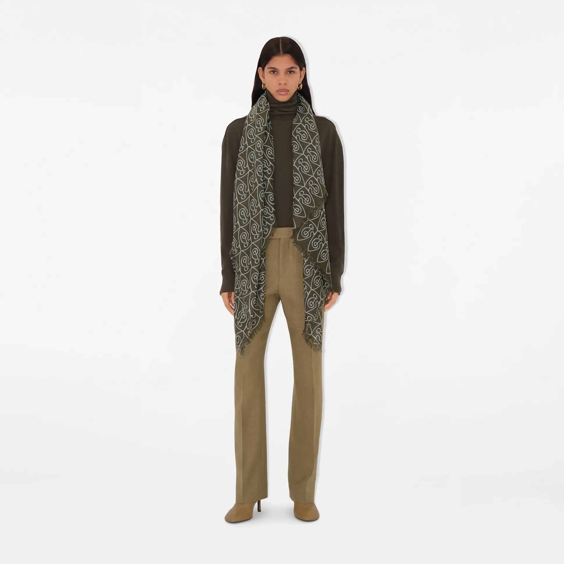 Best Burberry B Shield Wool Scarf Loch