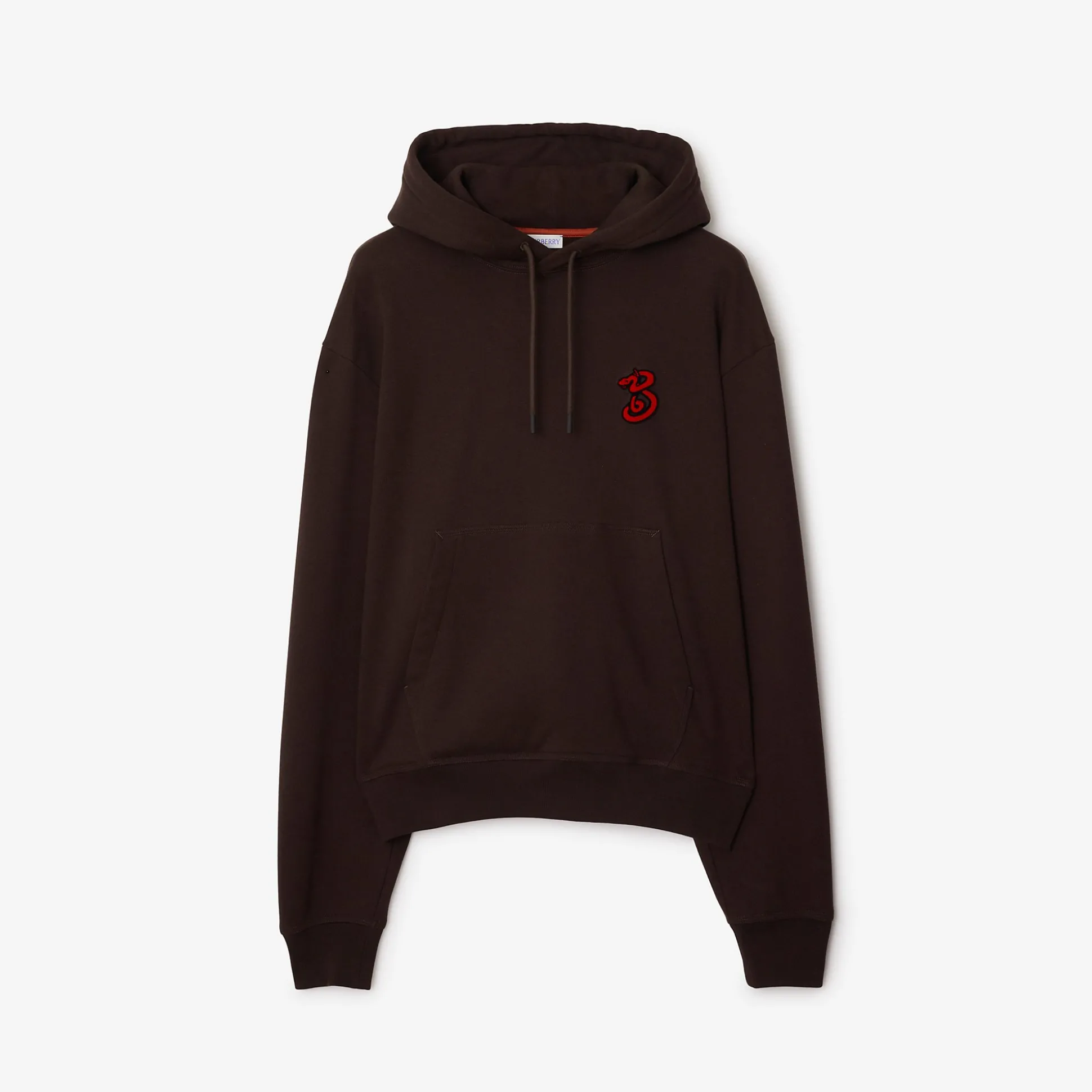 Shop Burberry B Snake Cotton Hoodie Peat