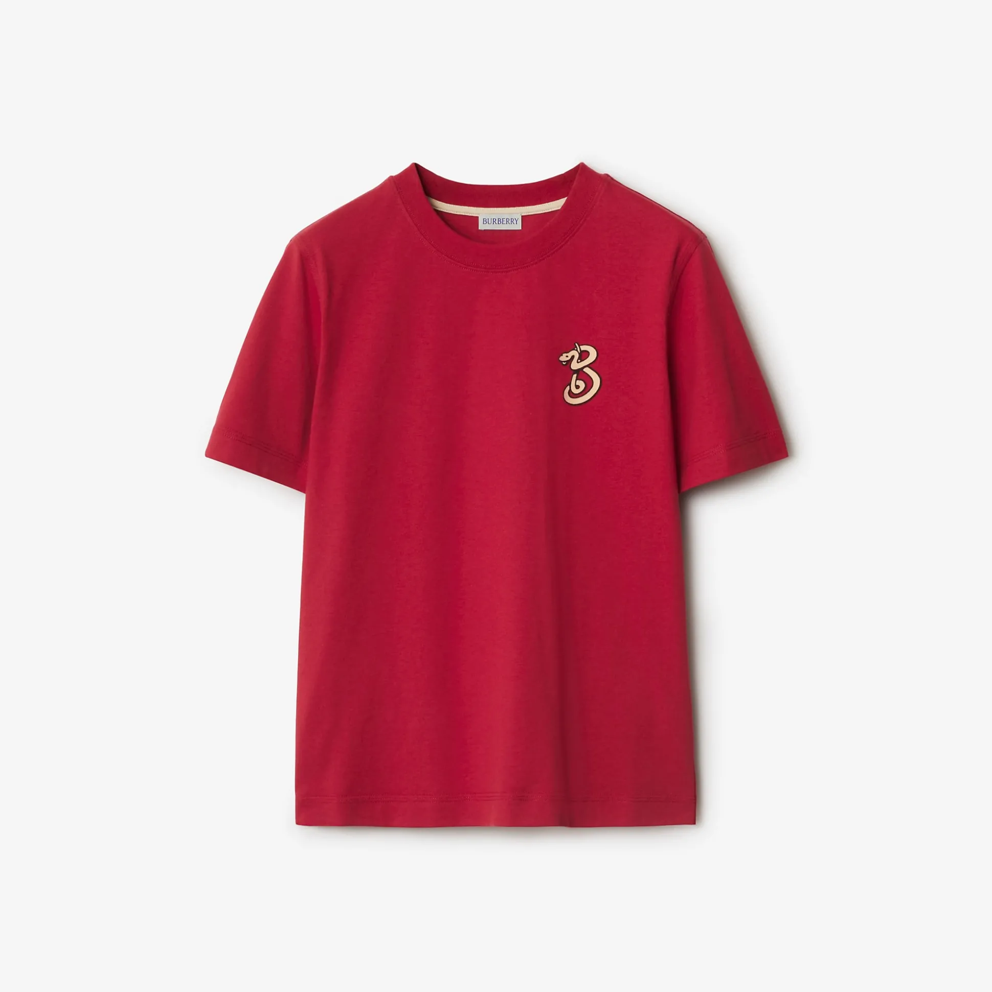 New Burberry B Snake Cotton T-shirt Geranium