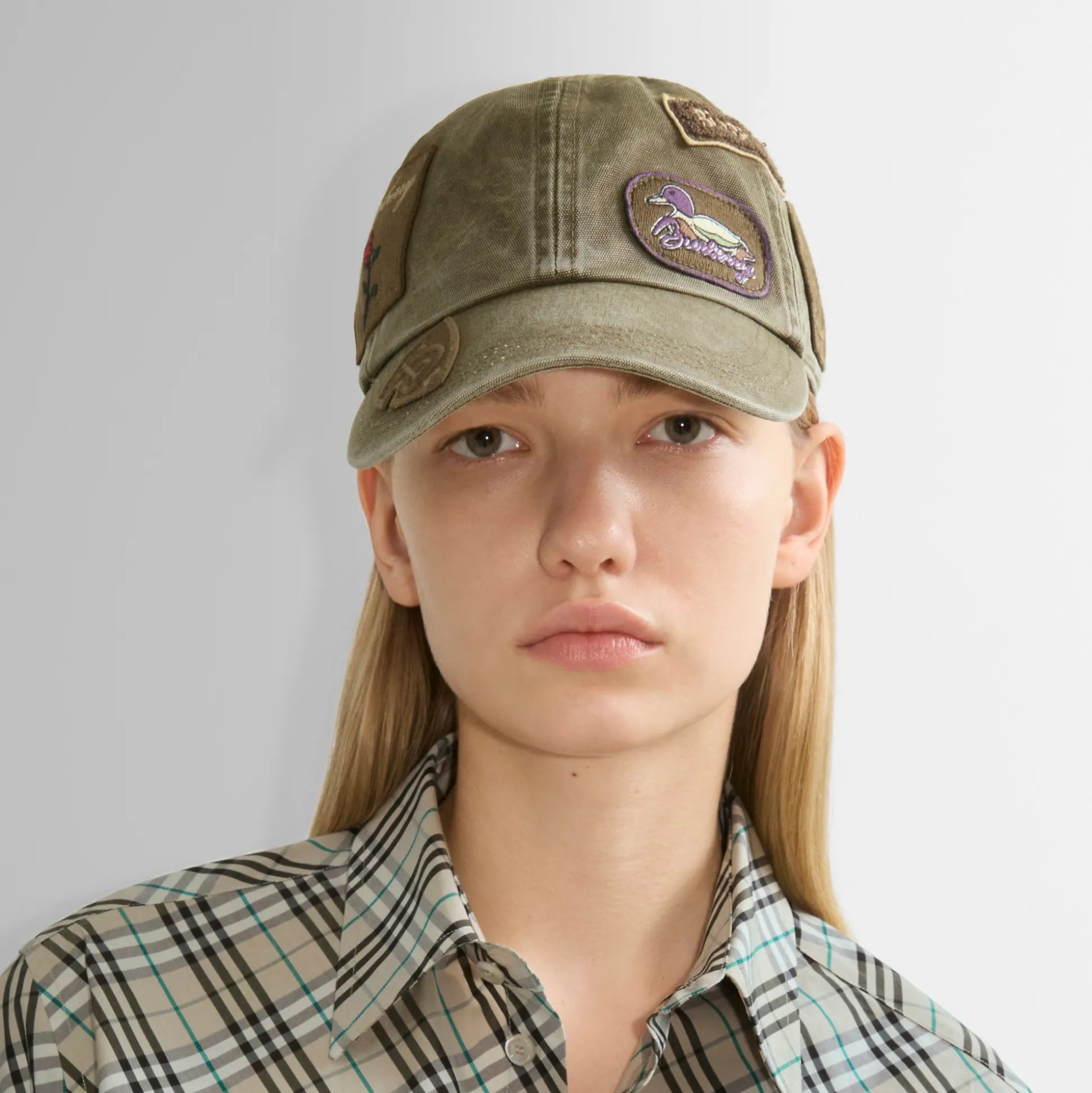 Cheap Burberry Badge Cotton Baseball Cap Khaki