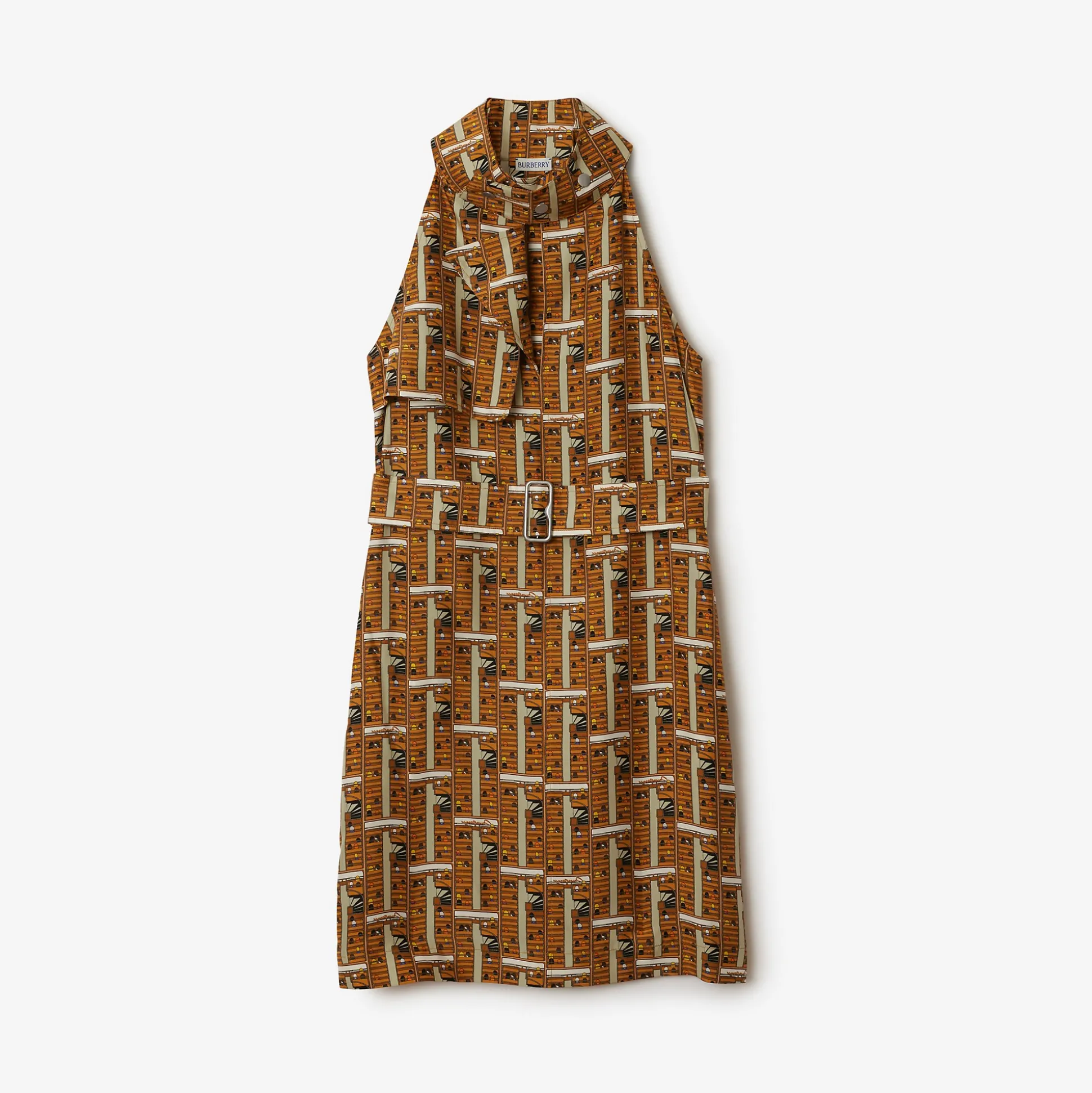 Online Burberry Bus Silk Dress Pumpkin