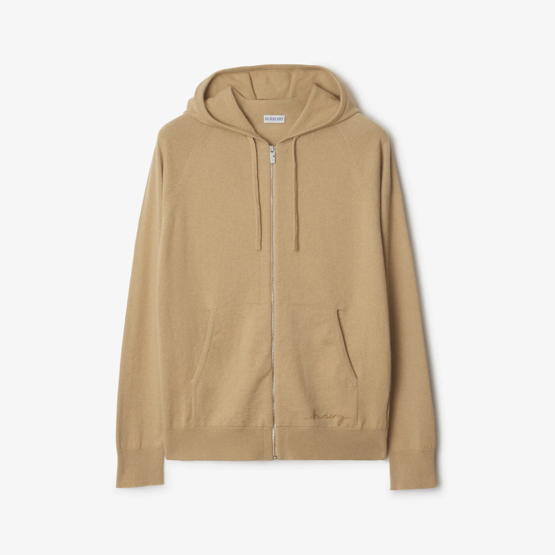 Clearance Burberry Cashmere Blend Zip Hoodie Camel