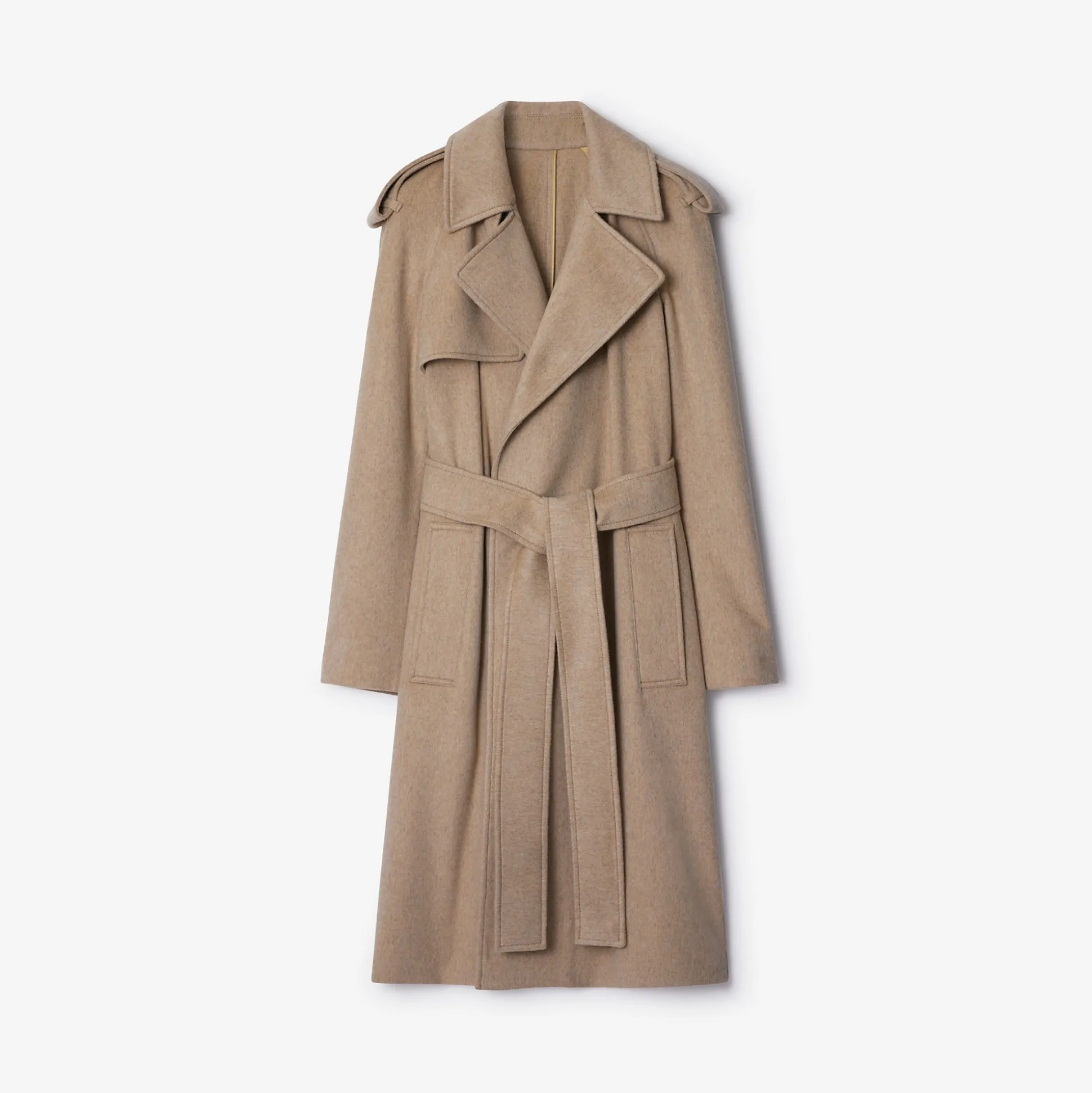 New Burberry Cashmere Wrap Coat Flax