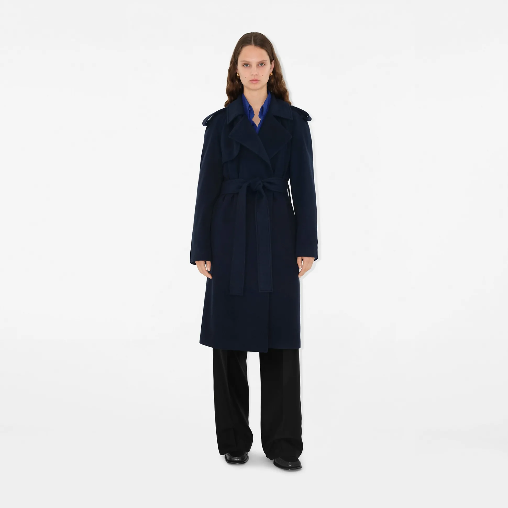 Cheap Burberry Cashmere Wrap Coat Navy