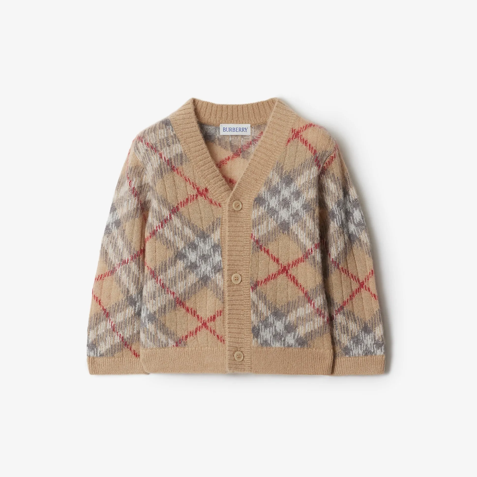 Clearance Burberry Check Alpaca Wool Silk Blend Cardigan Palestone