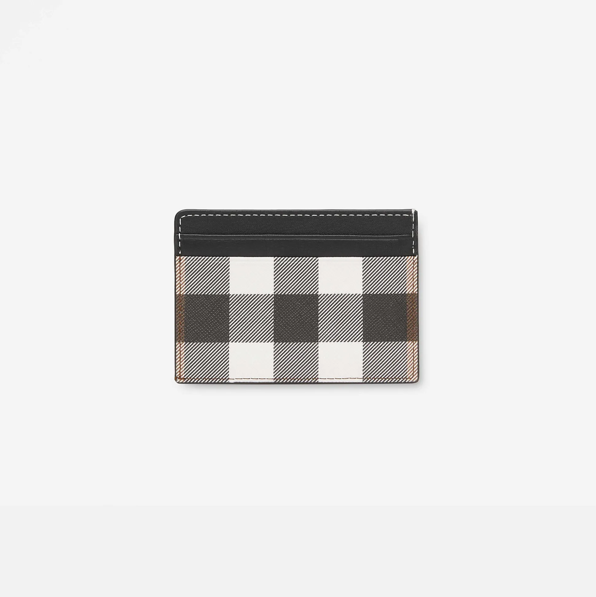 Clearance Burberry Check and Leather Card Case Darkbirchbrown