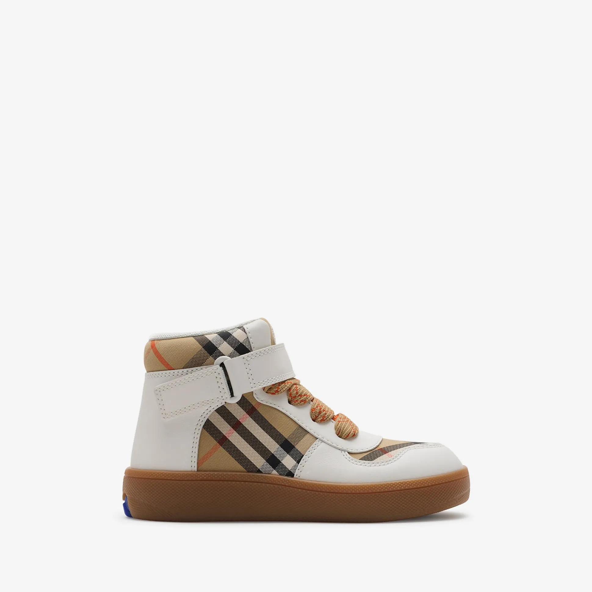 Fashion Burberry Check and Leather High-top Sneakers Sand