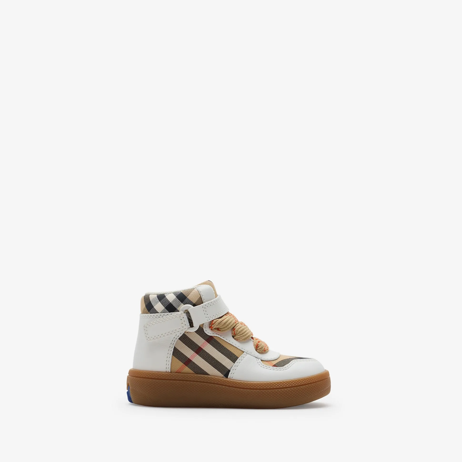 Best Sale Burberry Check and Leather High-top Sneakers Sand