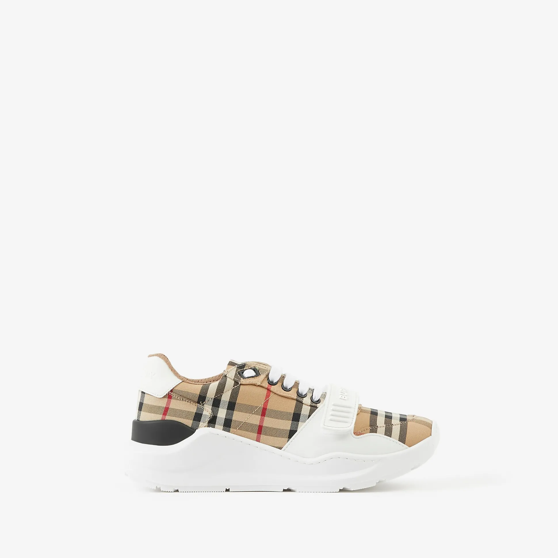 Online Burberry Check and Leather Sneakers Archivebeige