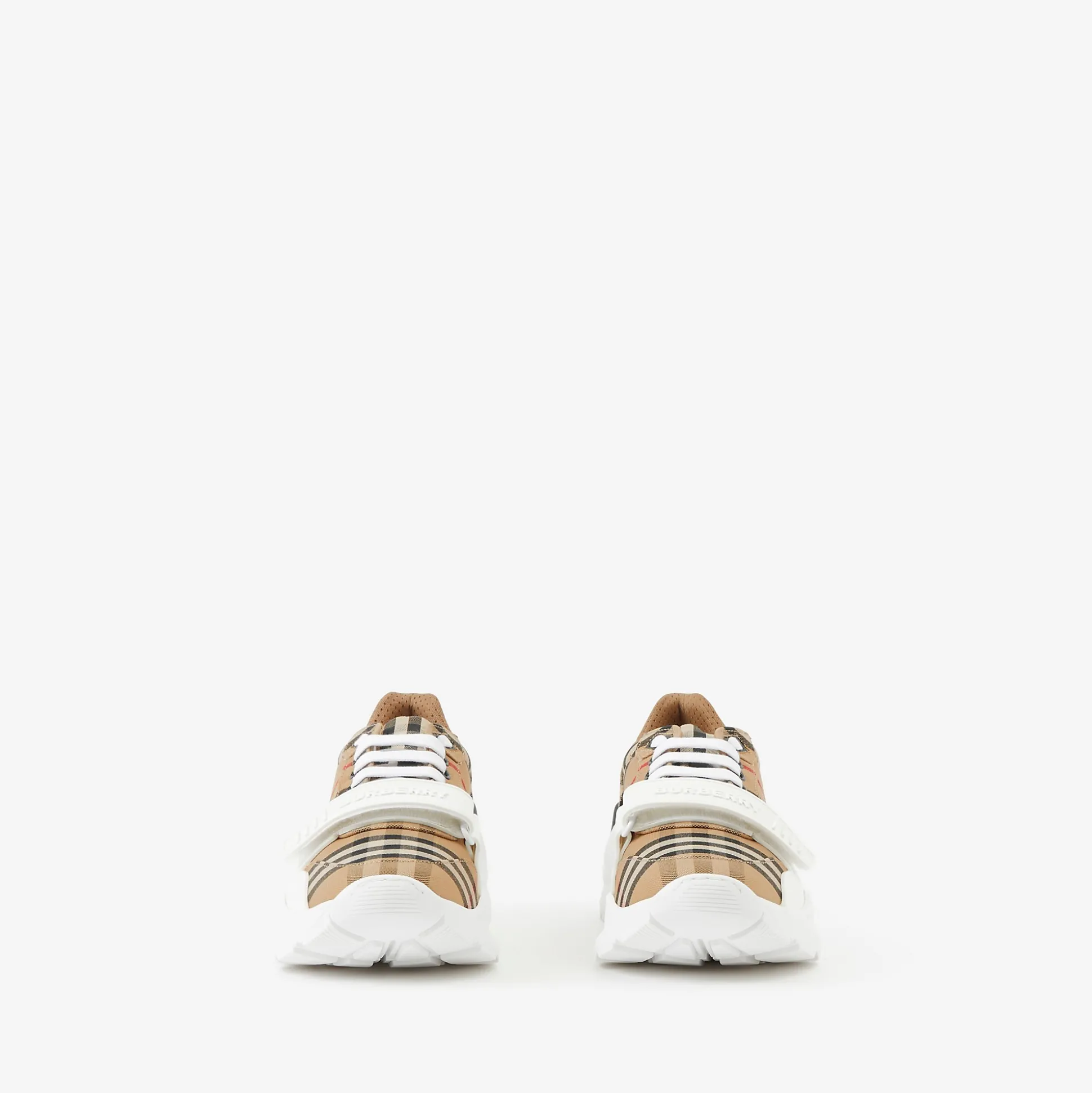 Online Burberry Check and Leather Sneakers Archivebeige