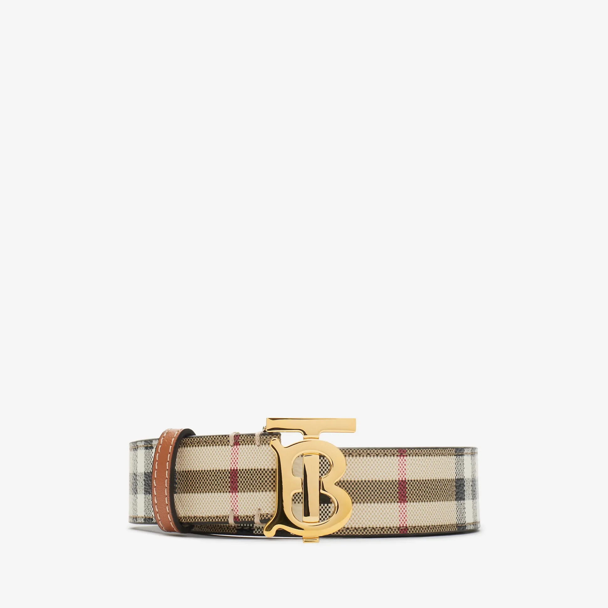 Online Burberry Check and Leather TB Belt Archivebeige/lightgold