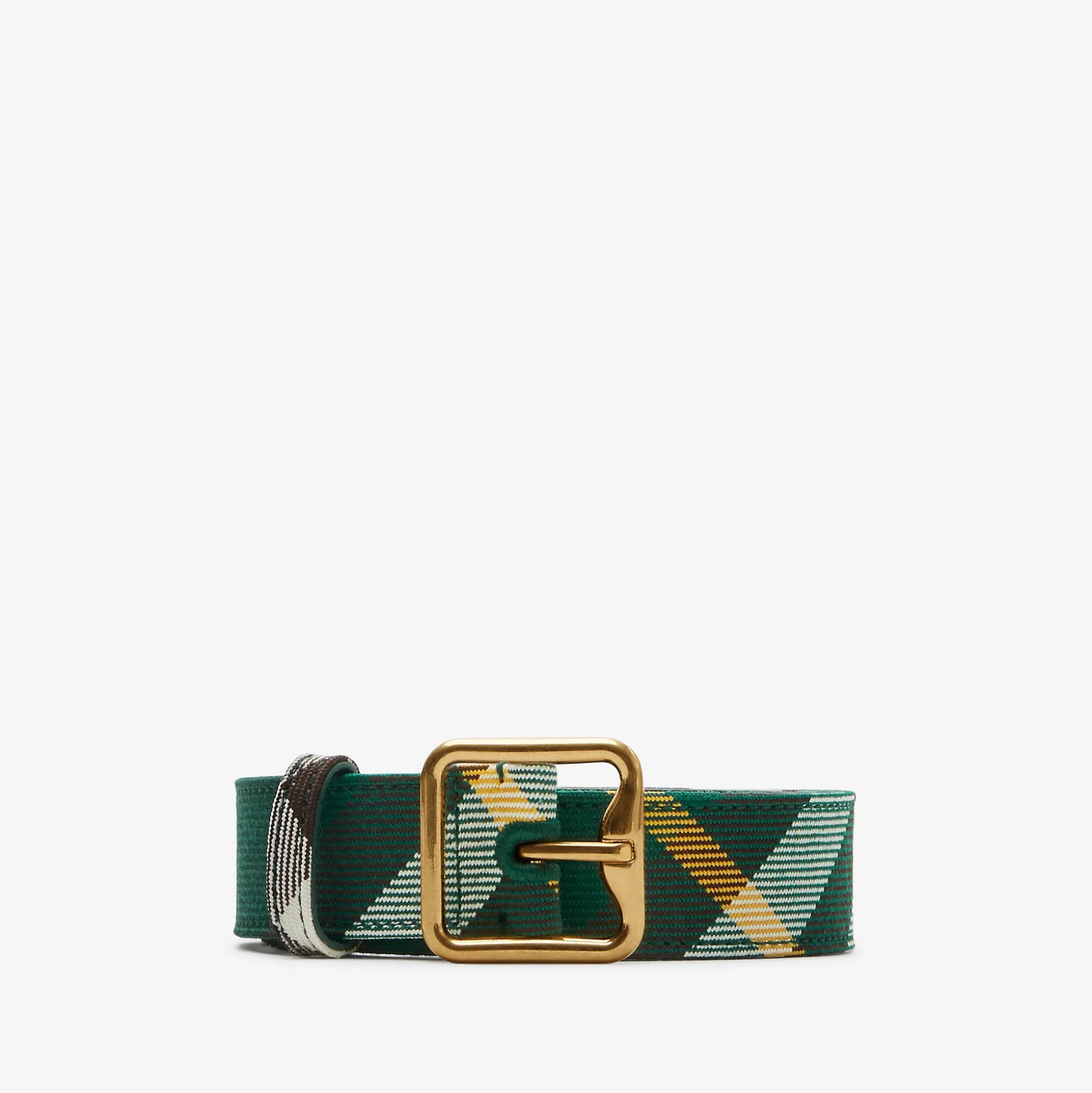 Online Burberry Check B Buckle Belt Ivy