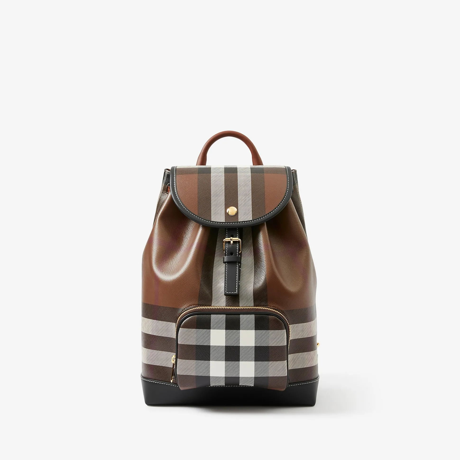 Shop Burberry Check Backpack Darkbirchbrown