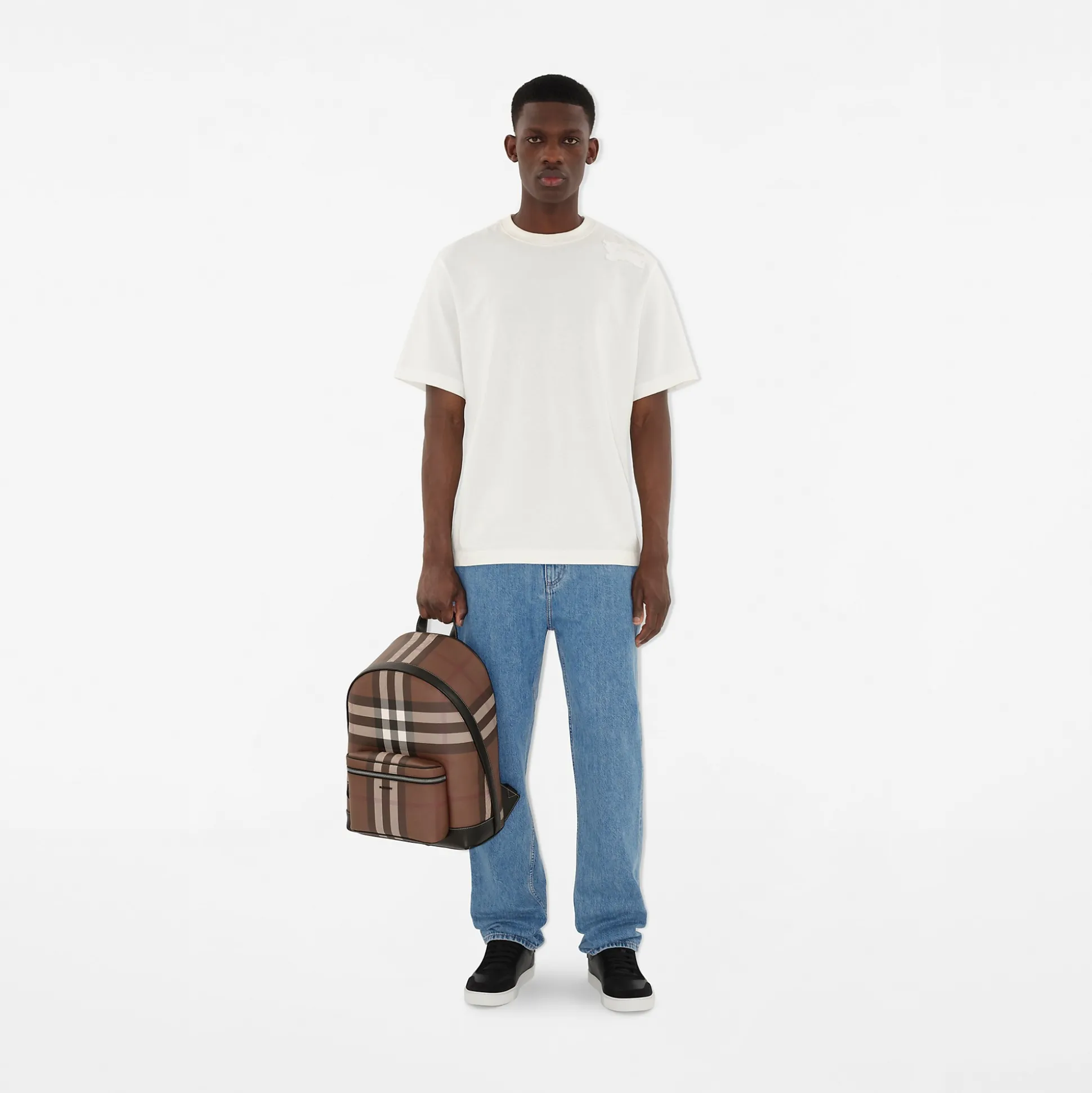 Cheap Burberry Check Backpack Darkbirchbrown