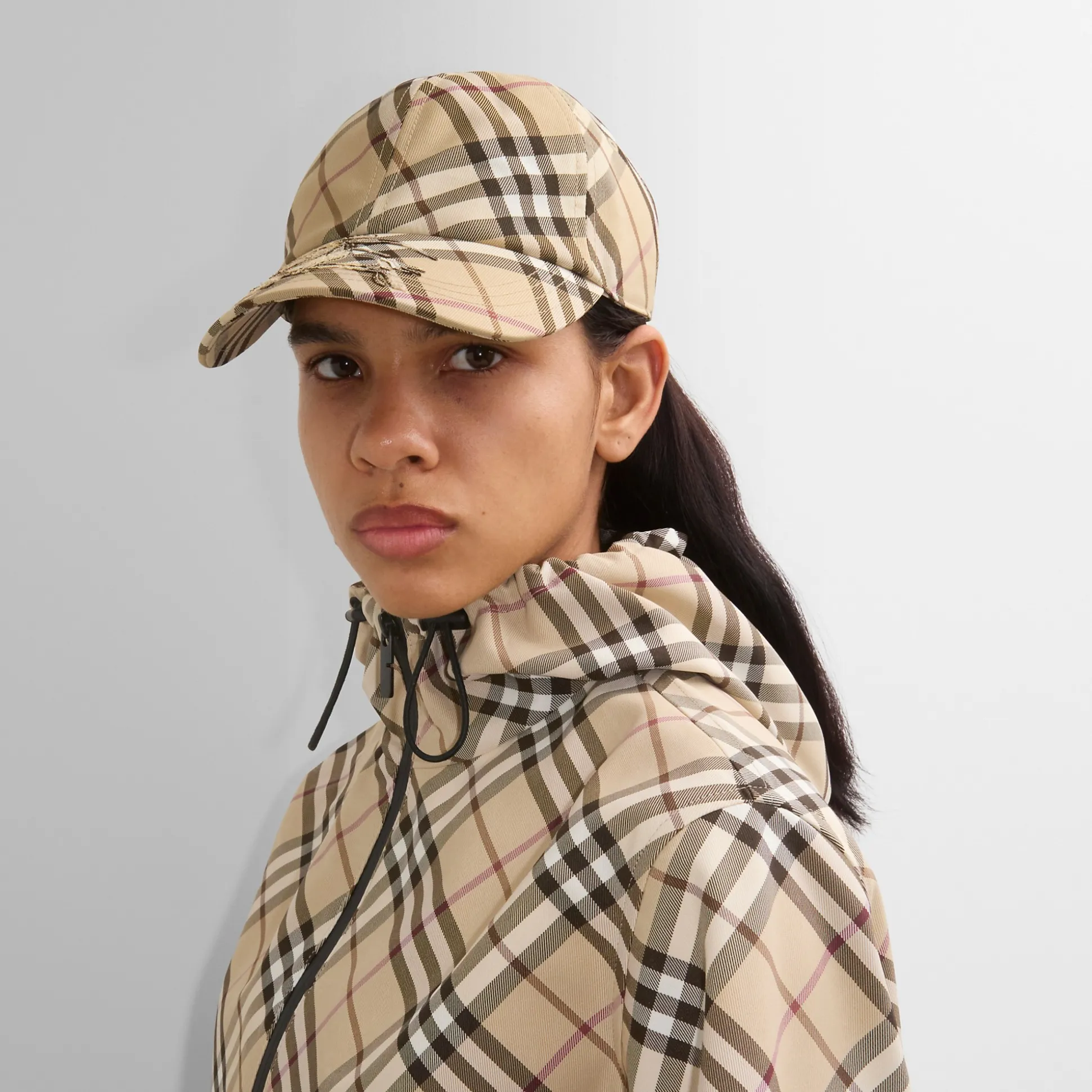 Hot Burberry Check Baseball Cap Alabaster