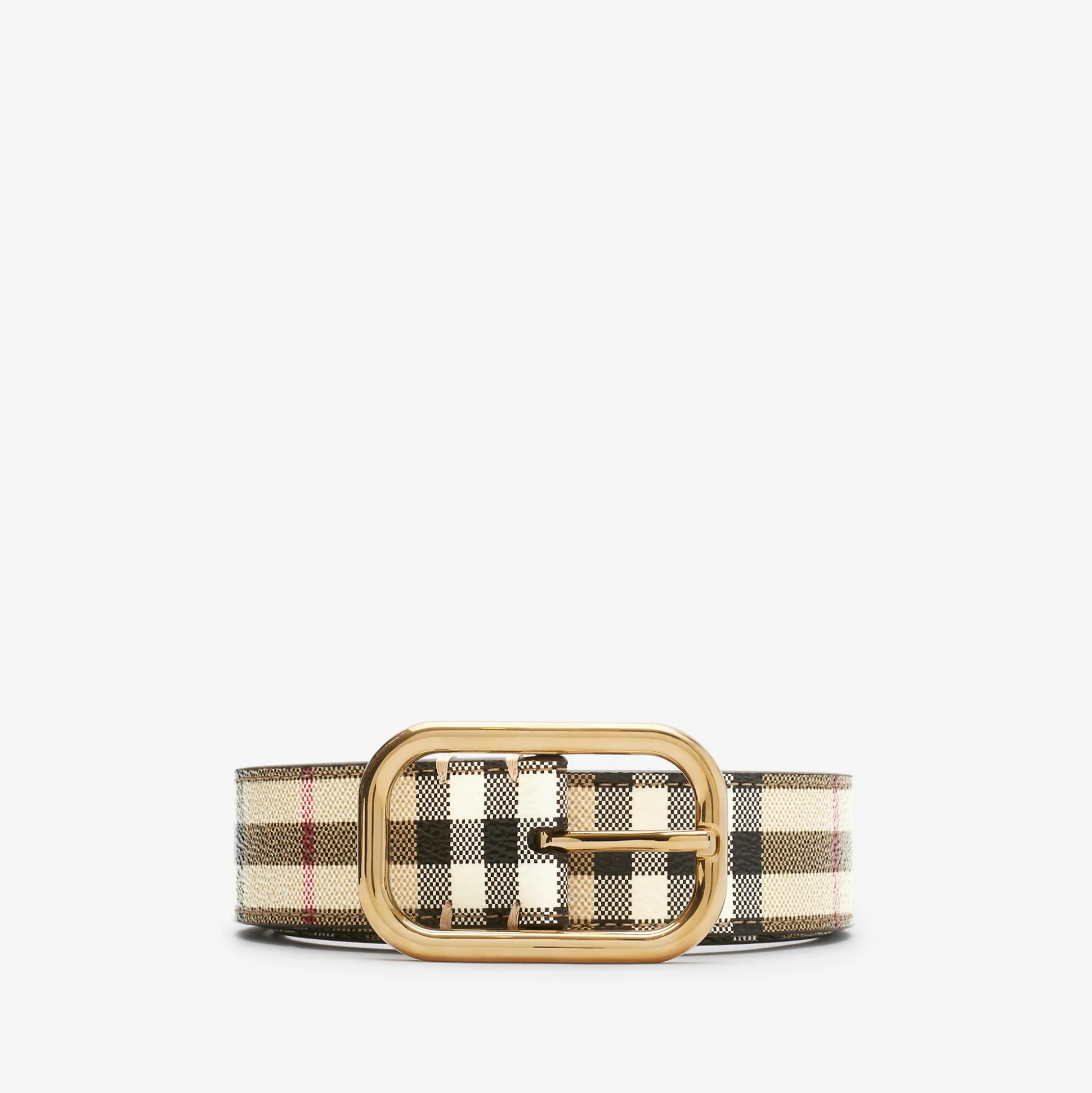 Outlet Burberry Check Belt Archivebeige/gold