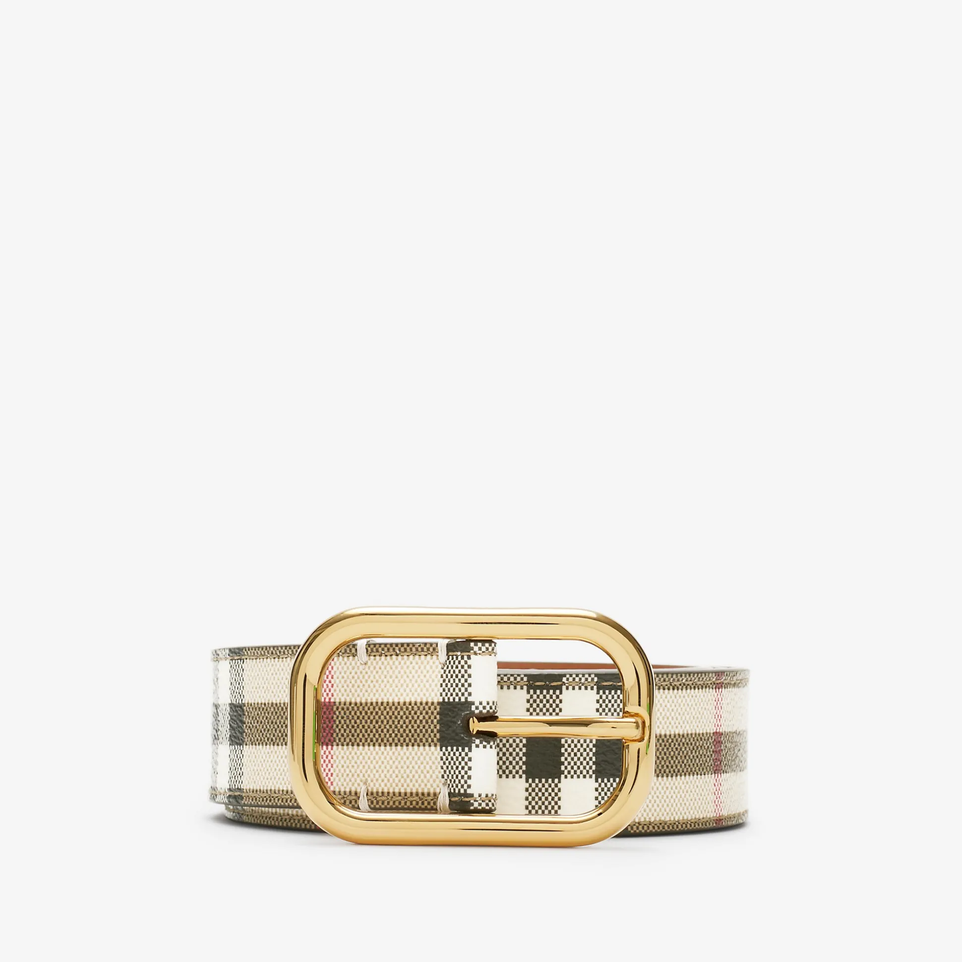 Outlet Burberry Check Belt Archivebeige/gold