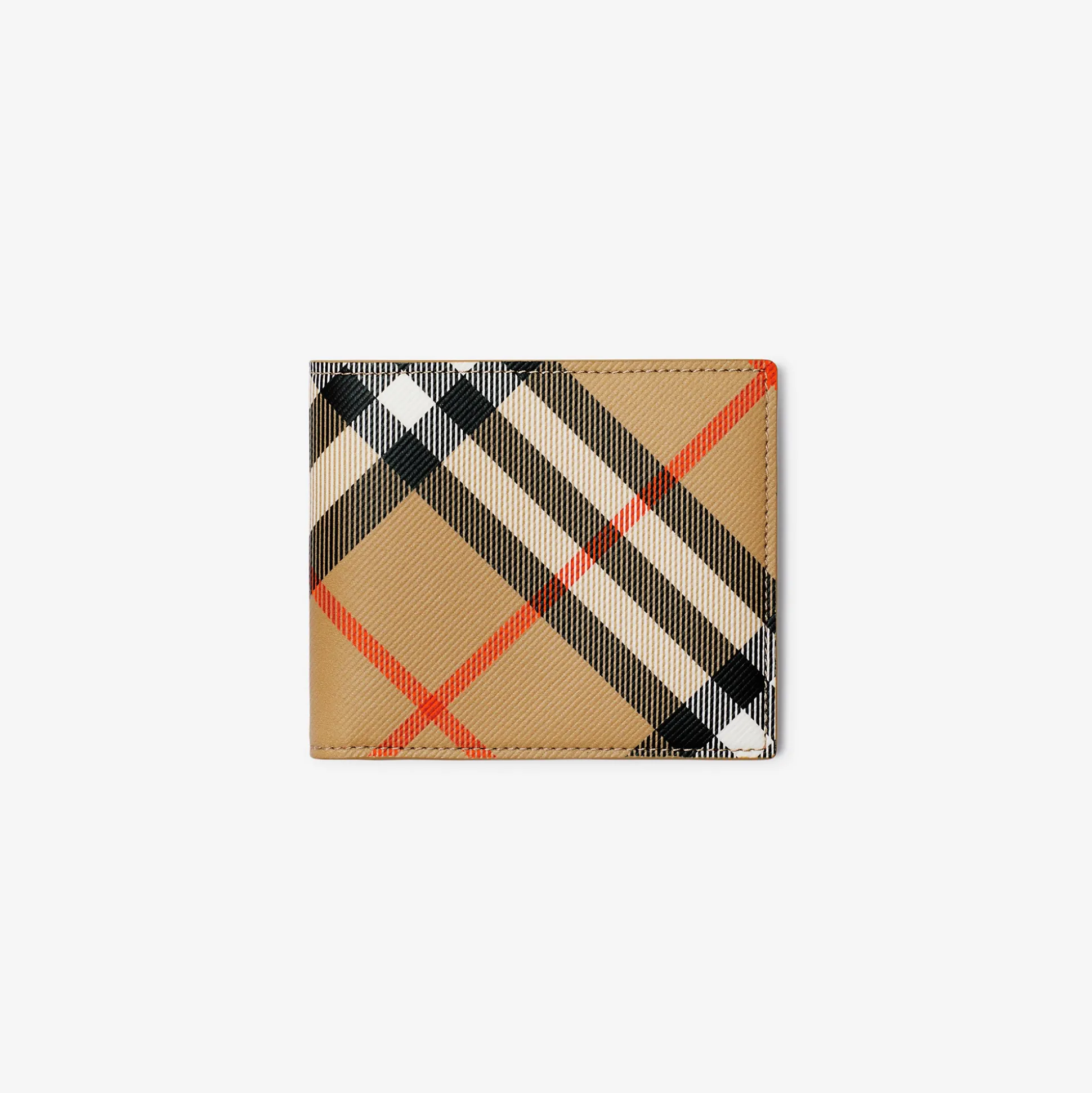 Online Burberry Check Bifold Wallet Sand