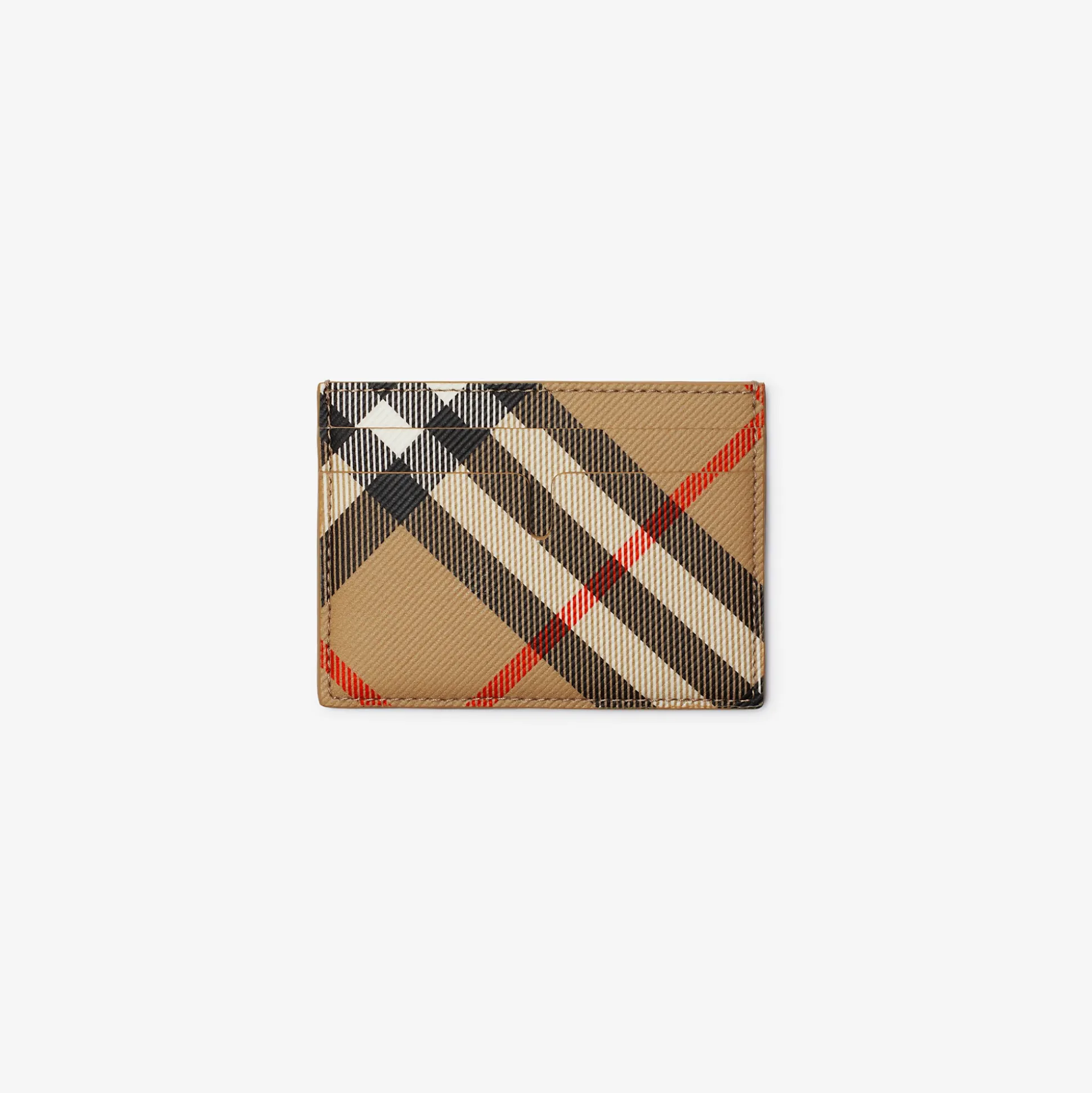 Fashion Burberry Check Card Case Sand