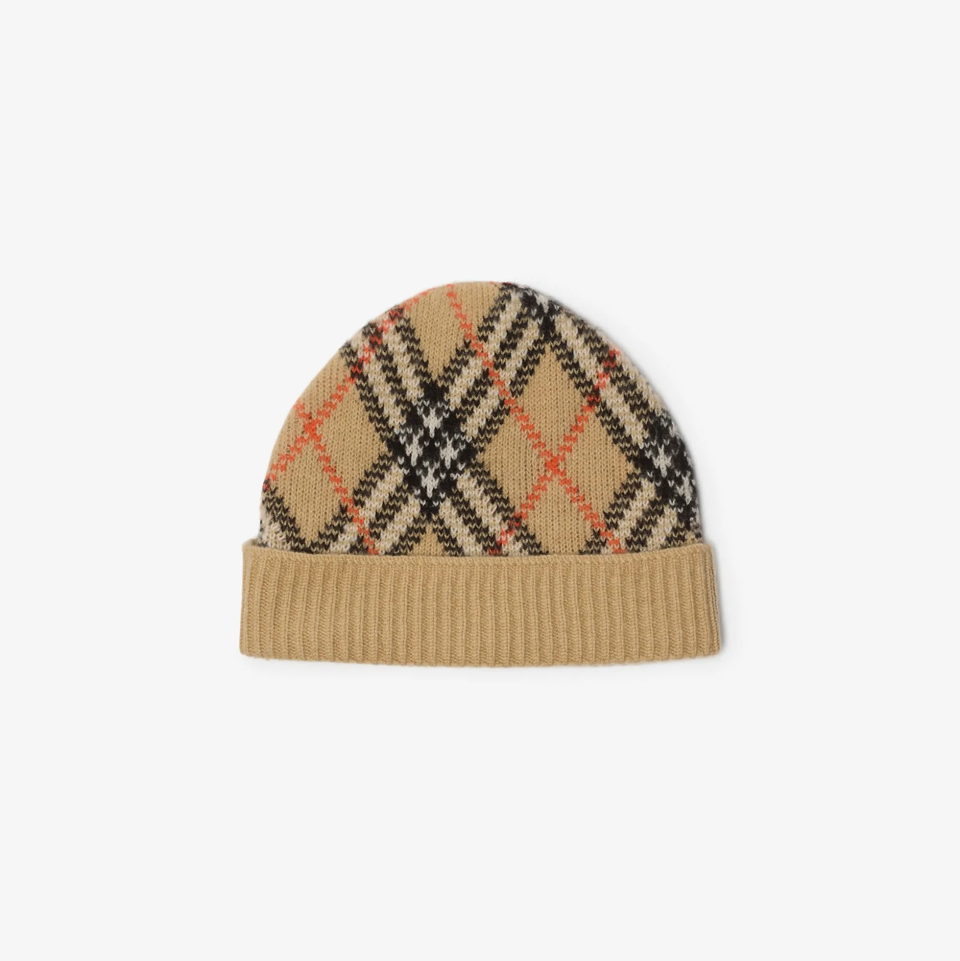 Best Burberry Check Cashmere Beanie Sand