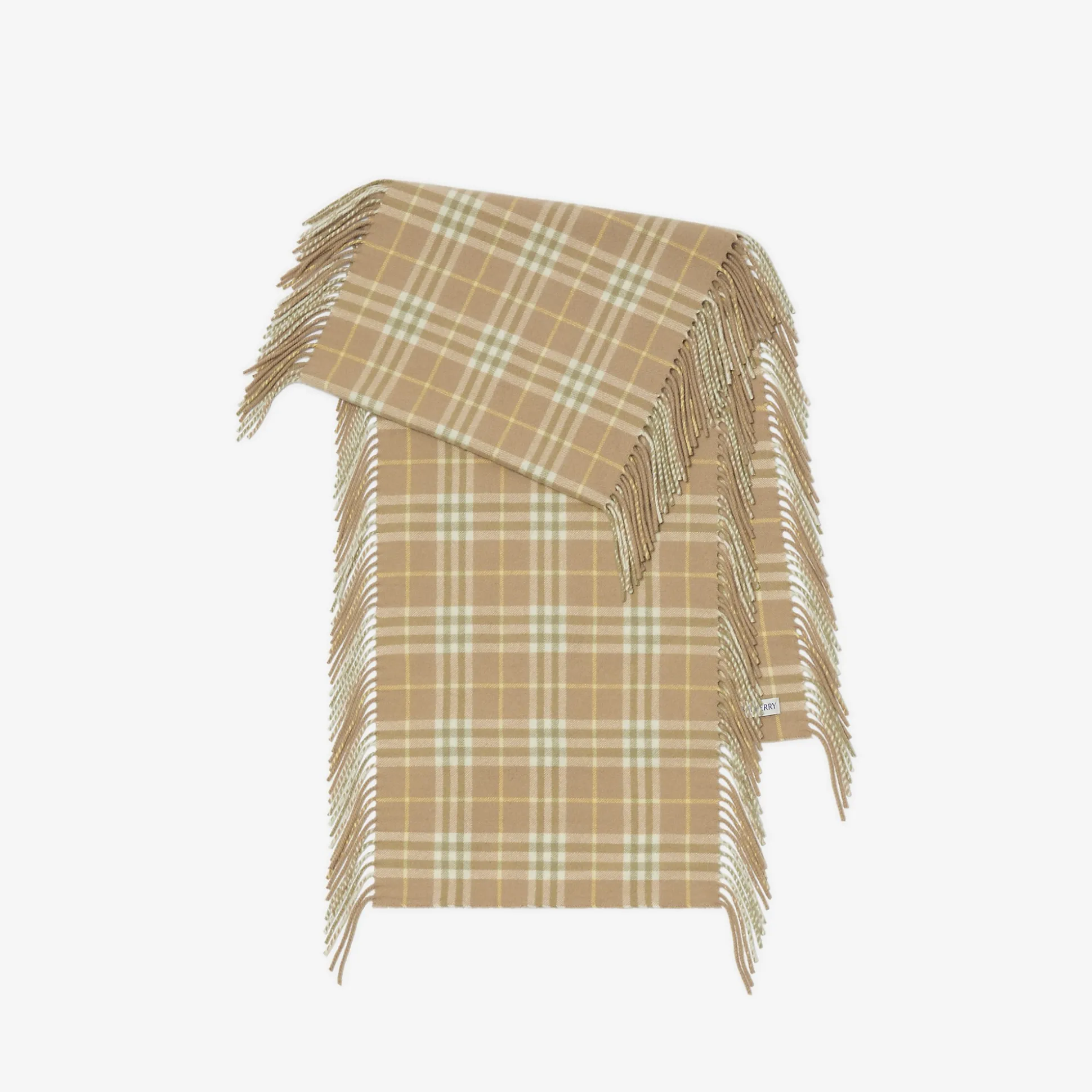 Best Burberry Check Cashmere Happy Scarf Flax