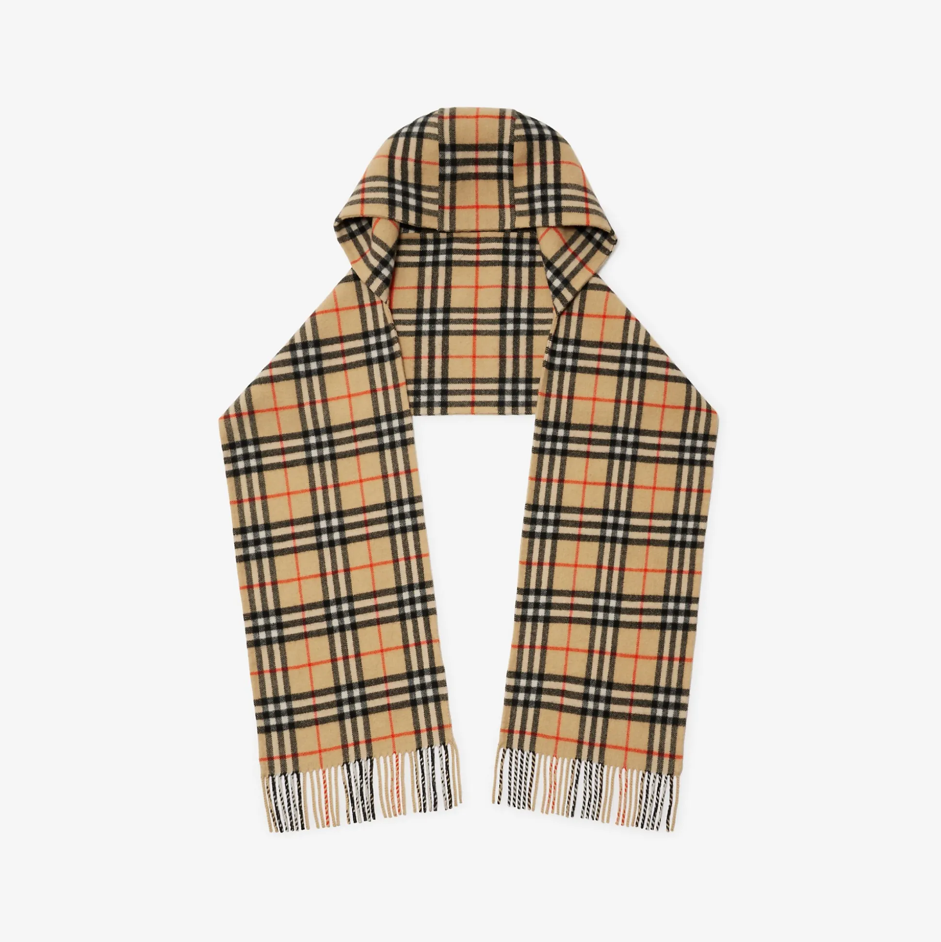 Cheap Burberry Check Cashmere Hooded Scarf Sand