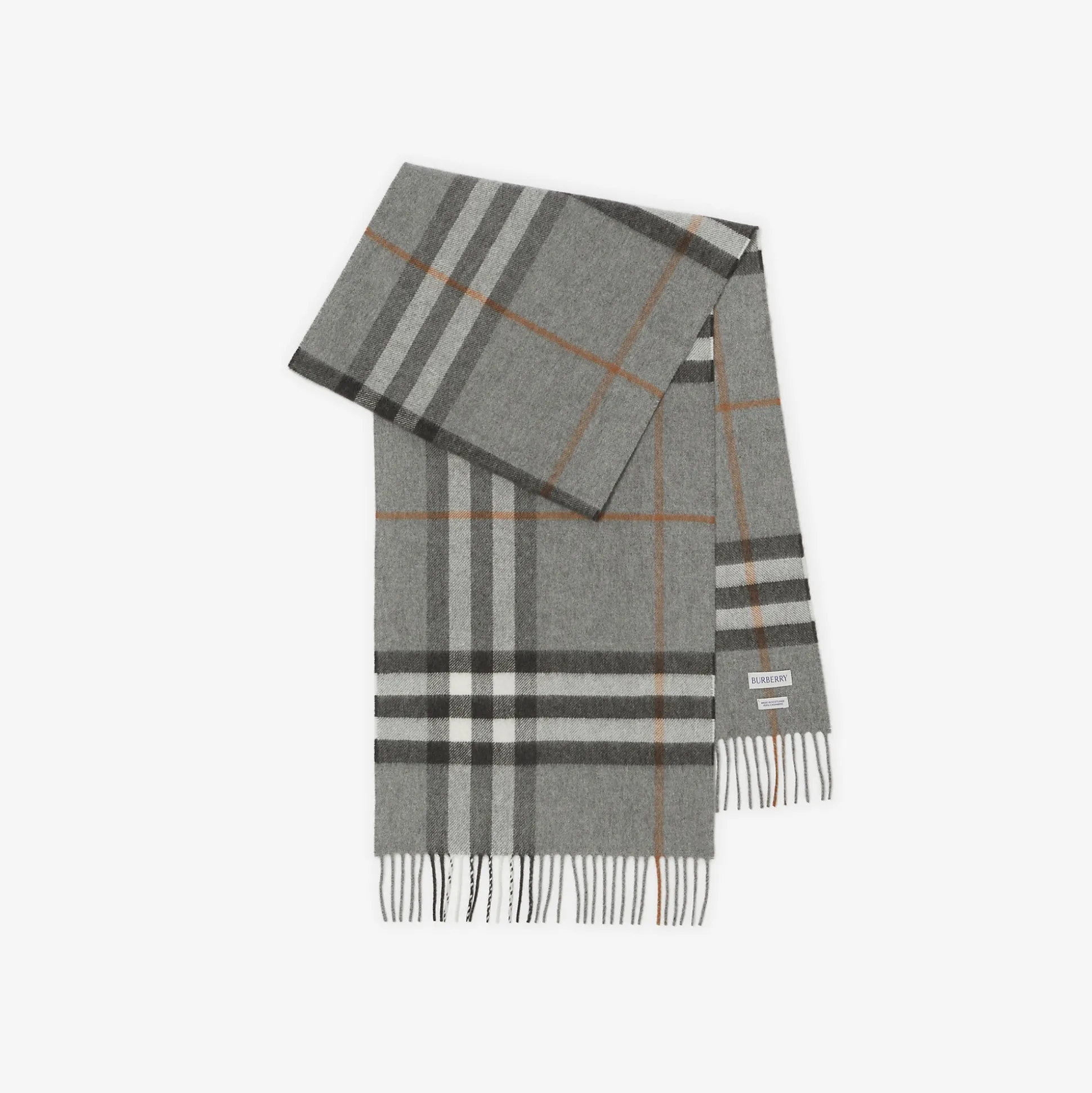 Sale Burberry Check Cashmere Scarf Grey