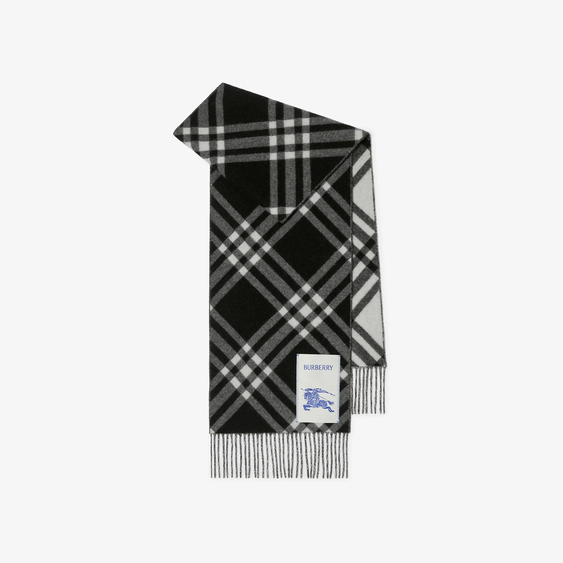 New Burberry Check Cashmere Scarf Black