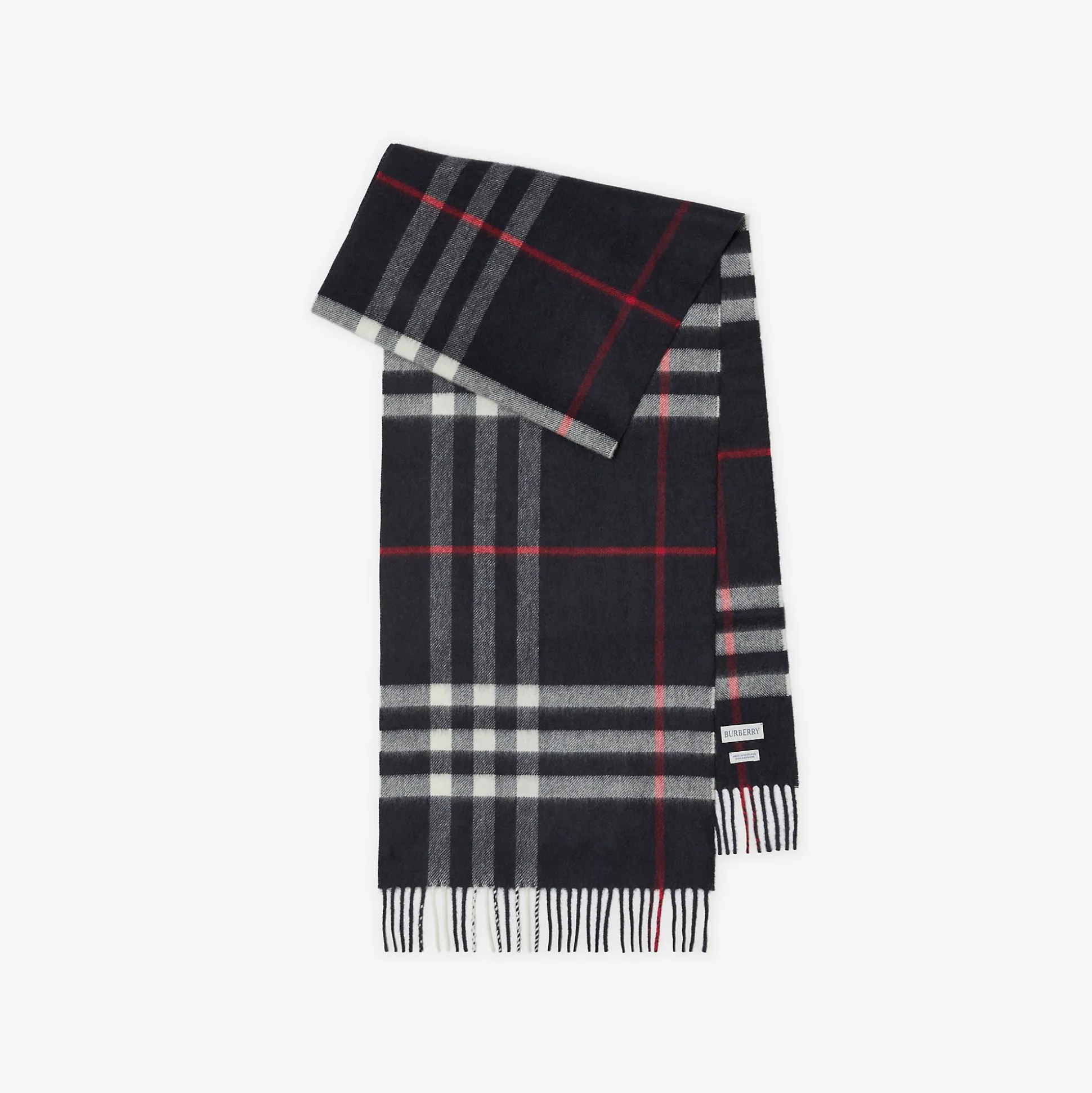 Store Burberry Check Cashmere Scarf Navy