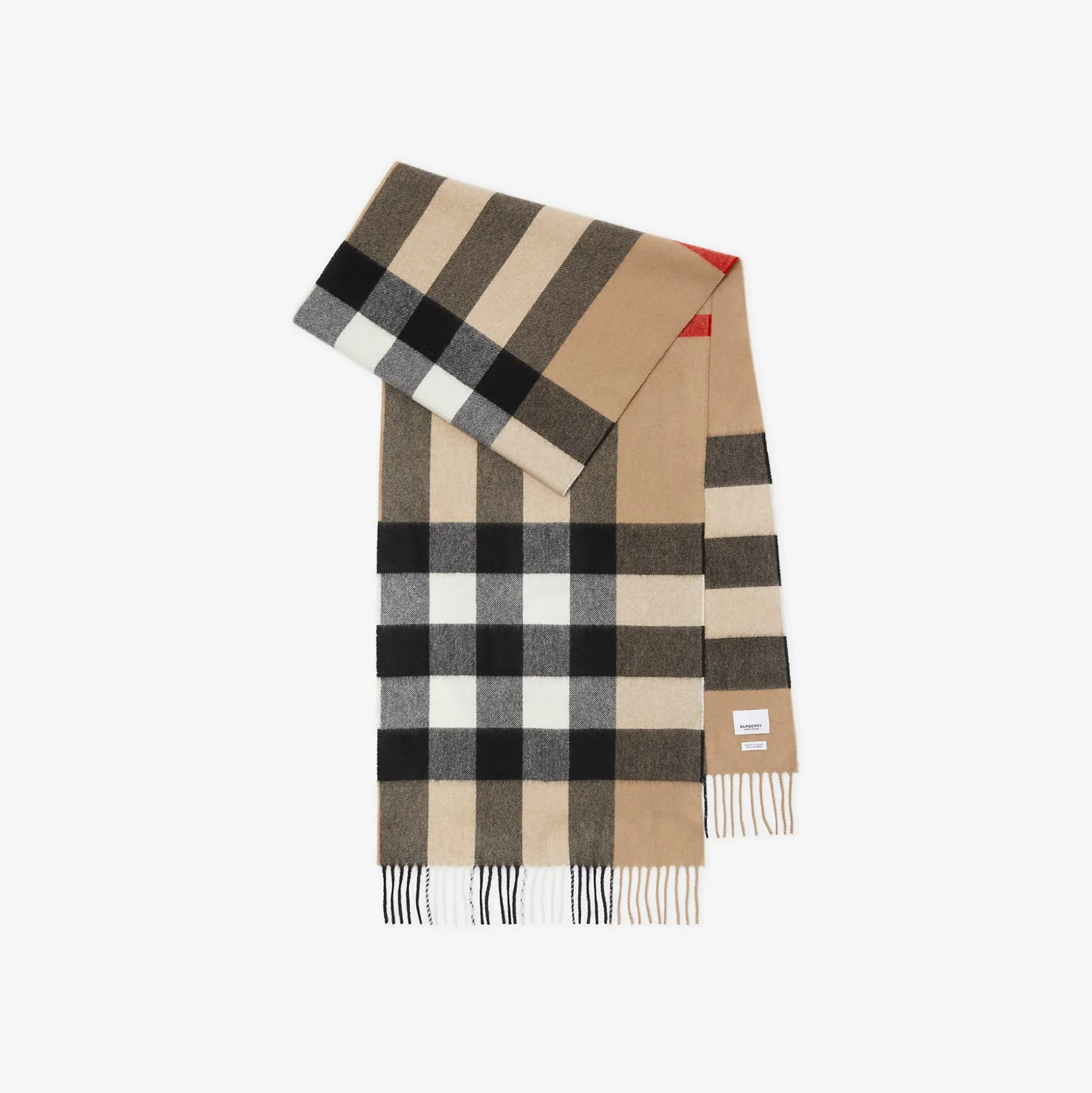 Outlet Burberry Check Cashmere Scarf Archivebeige