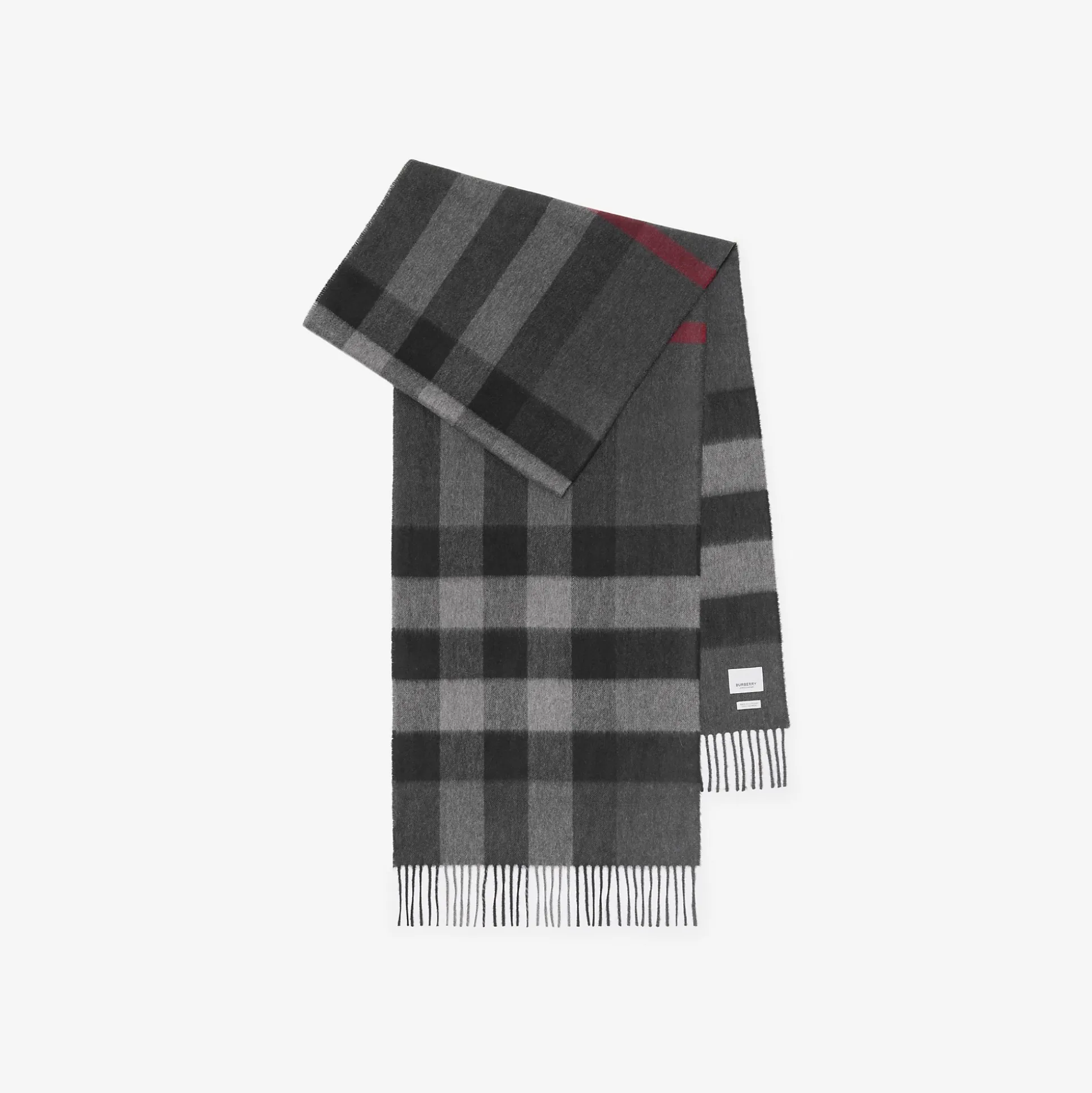 Store Burberry Check Cashmere Scarf Charcoal