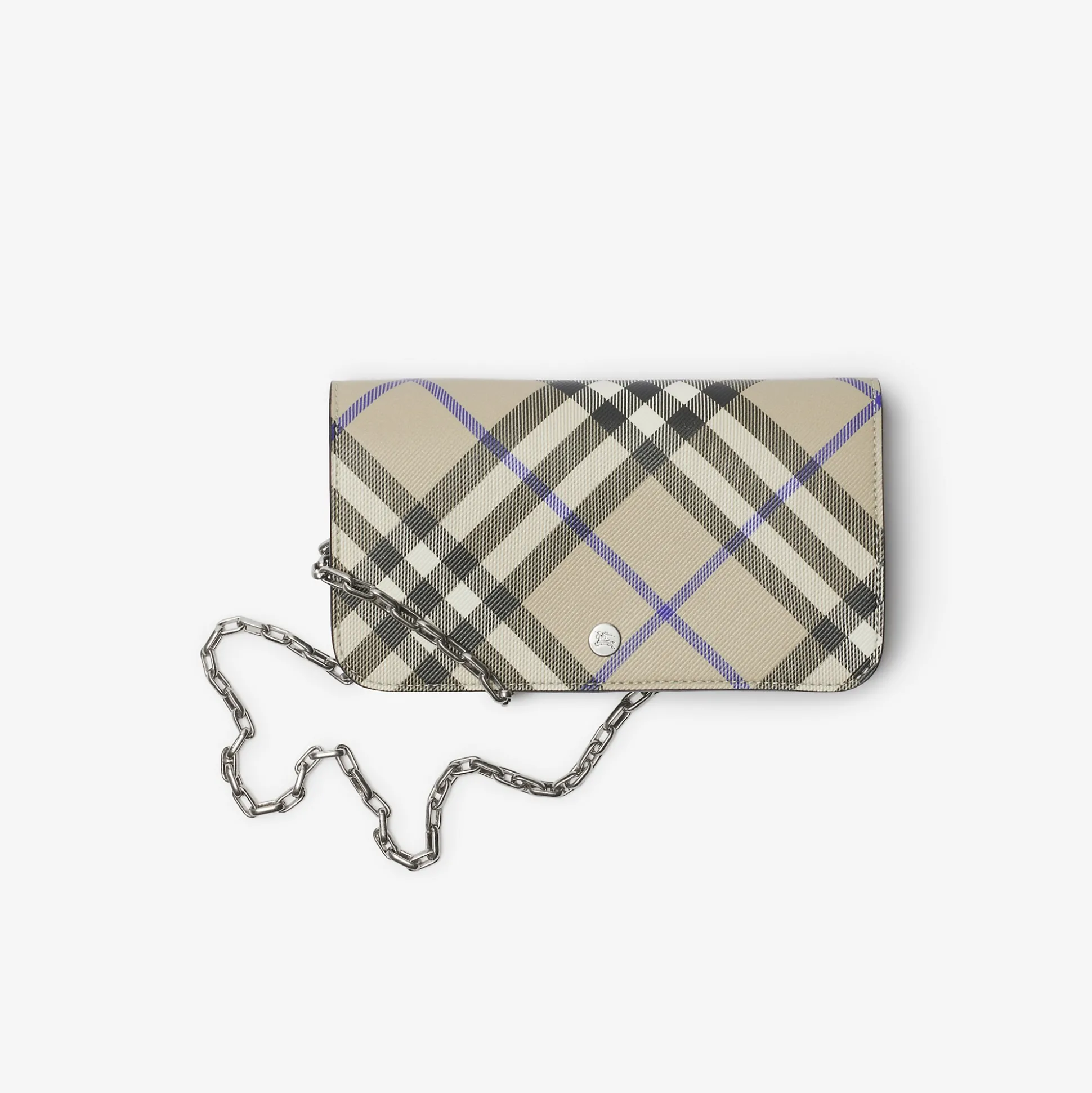 Best Burberry Check Chain Strap Wallet Lichen