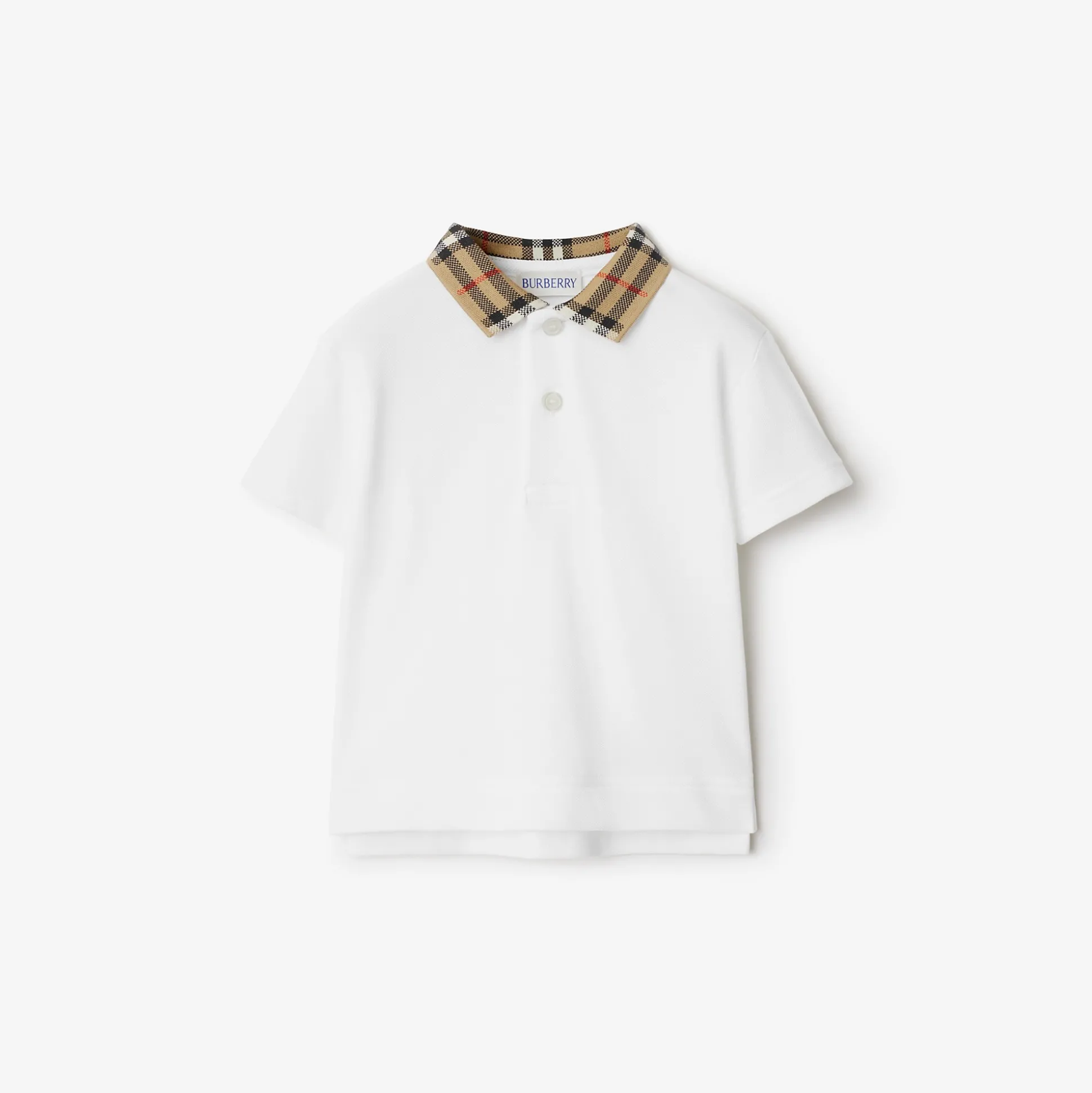 Online Burberry Check Collar Cotton Polo Shirt White