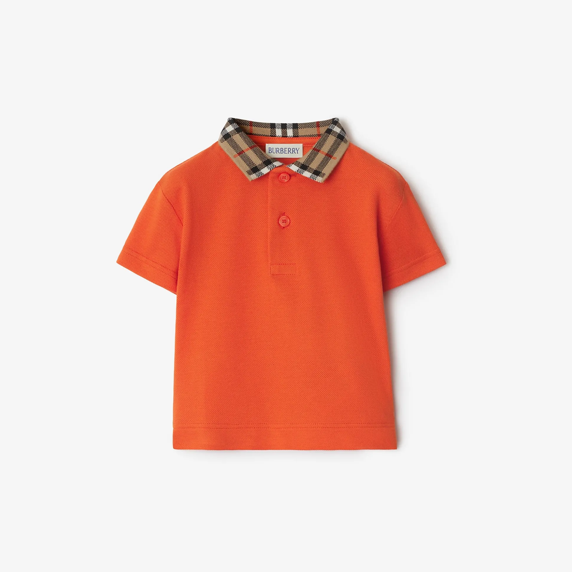 Discount Burberry Check Collar Cotton Polo Shirt Molten