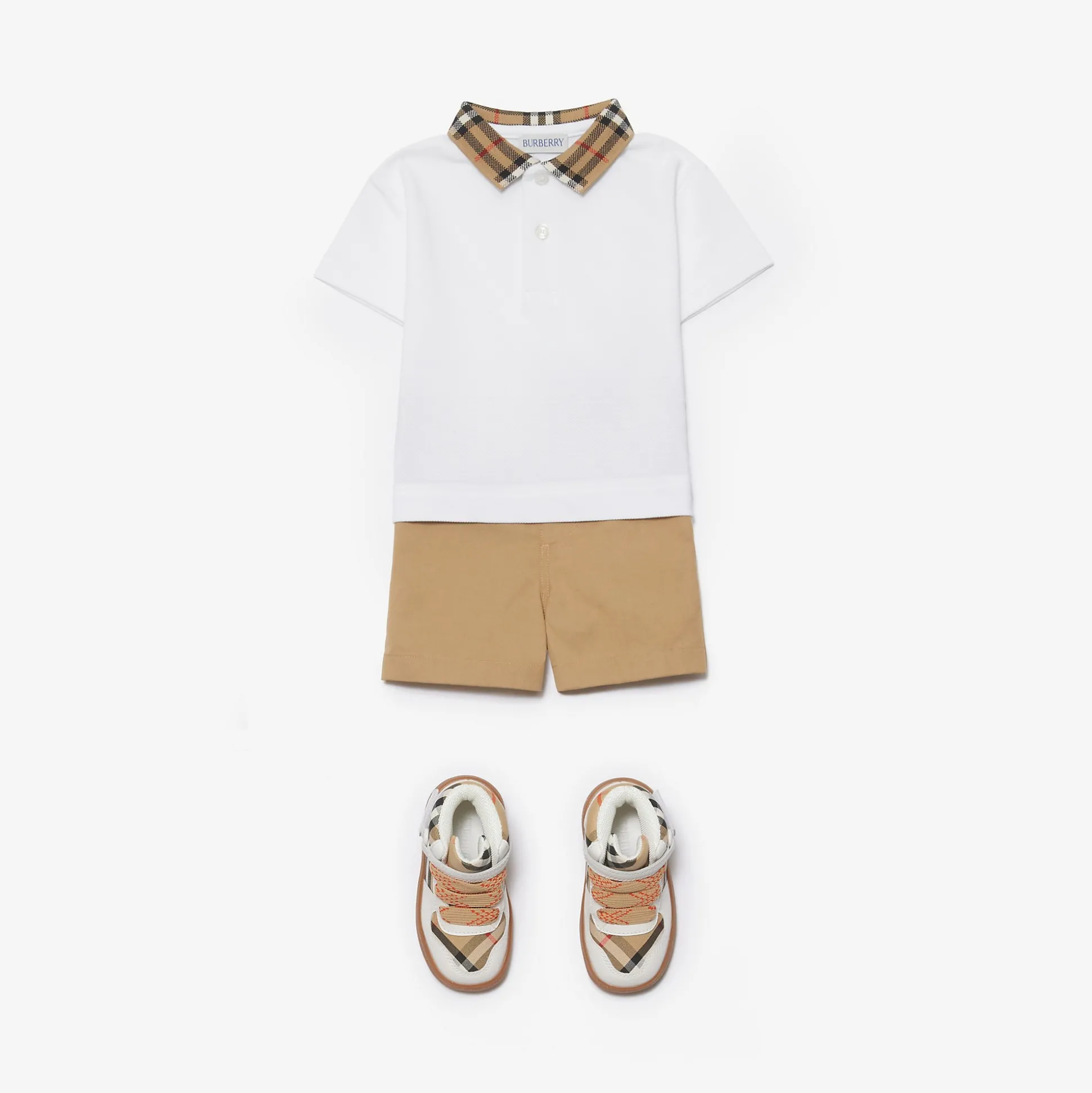 Online Burberry Check Collar Cotton Polo Shirt White