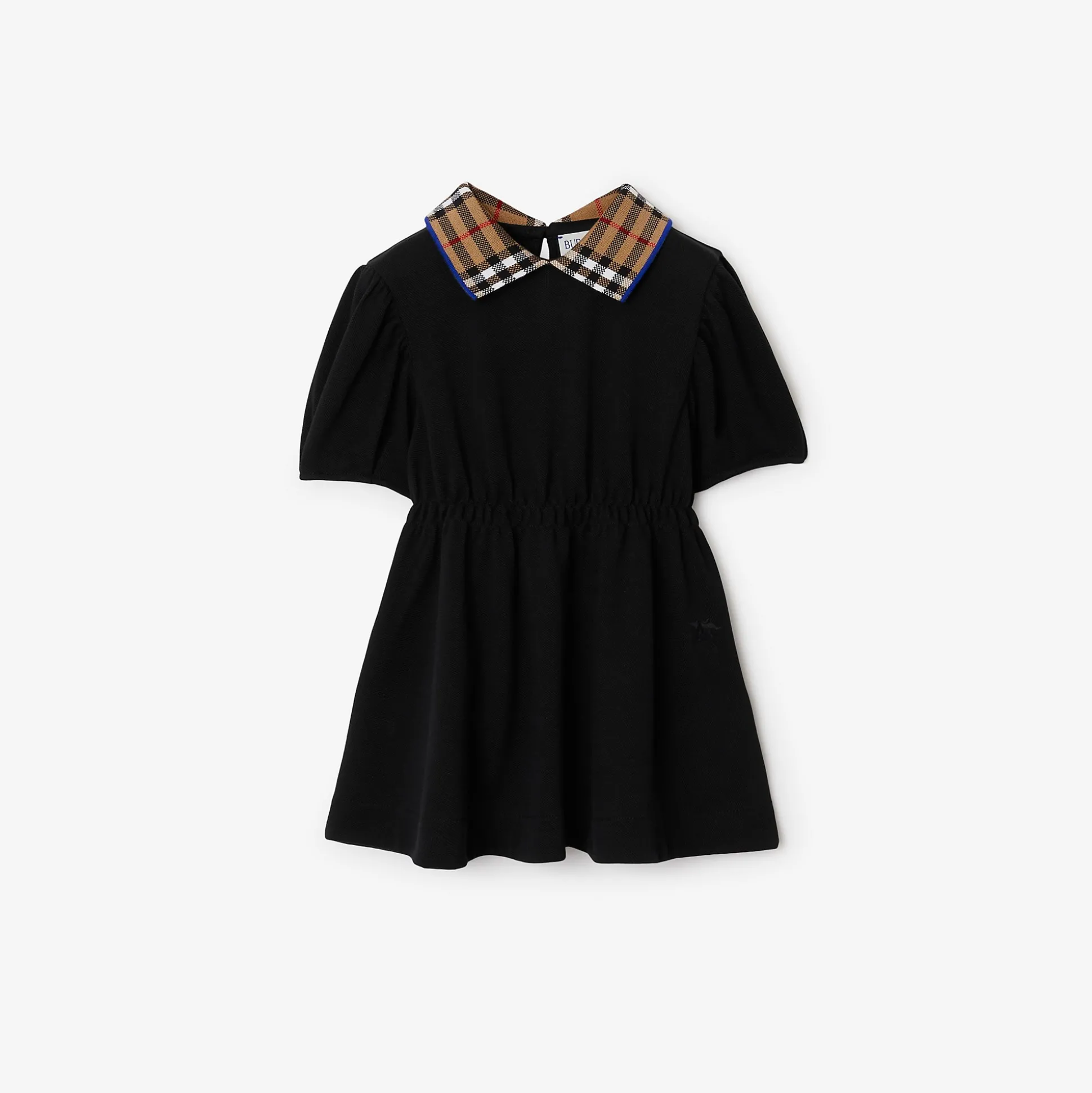 Cheap Burberry Check Collar Cotton Polo Shirt Dress Black