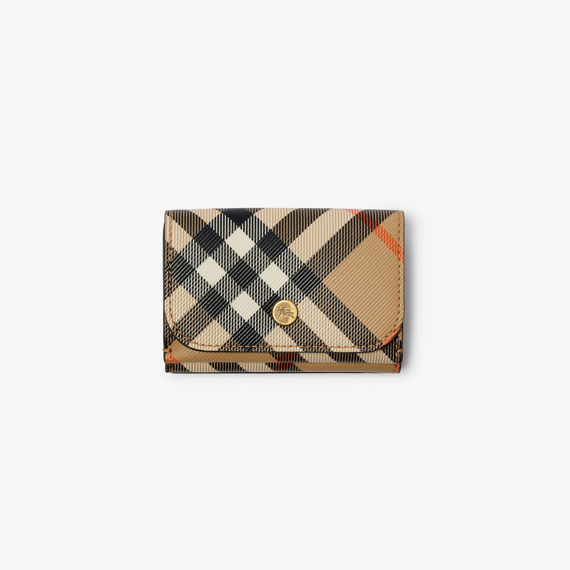 Cheap Burberry Check Compact Wallet Sand