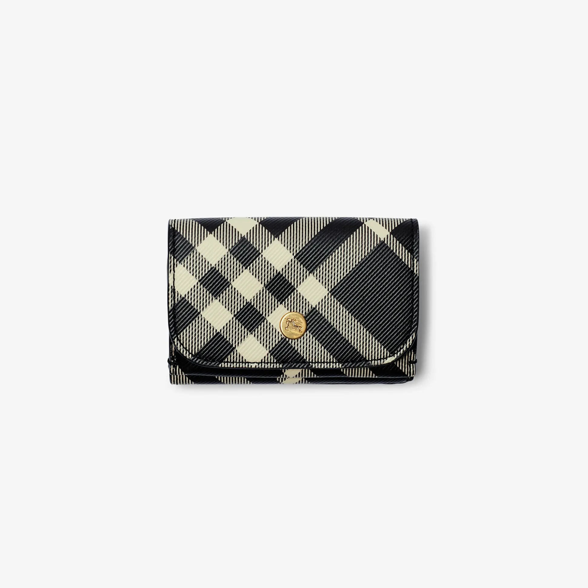 New Burberry Check Compact Wallet Black/calico