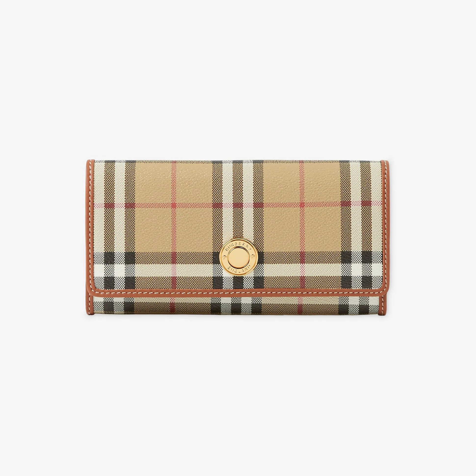 Discount Burberry Check Continental Wallet Archivebeige