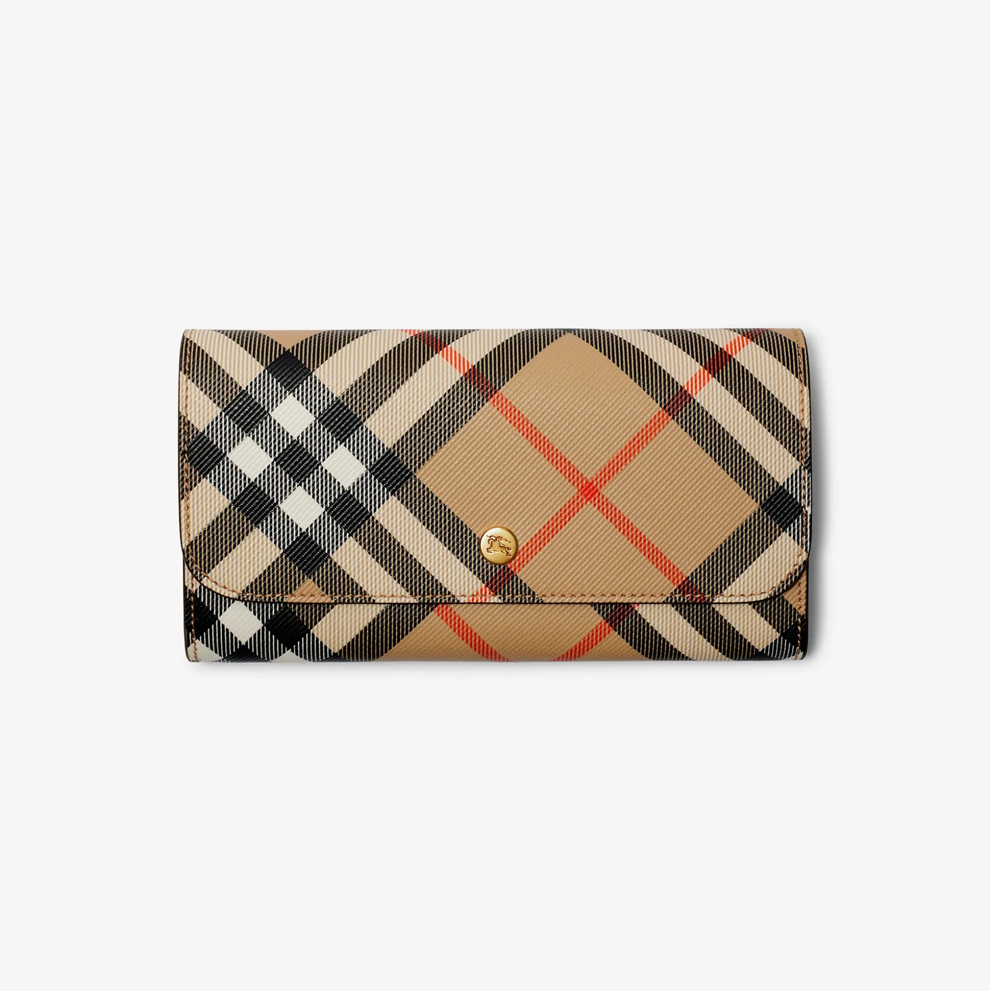 Online Burberry Check Continental Wallet Sand