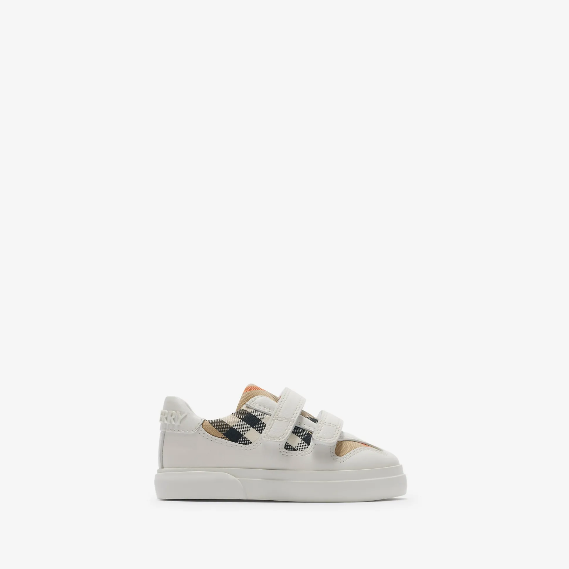 Store Burberry Check Cotton and Leather Sneakers Sand