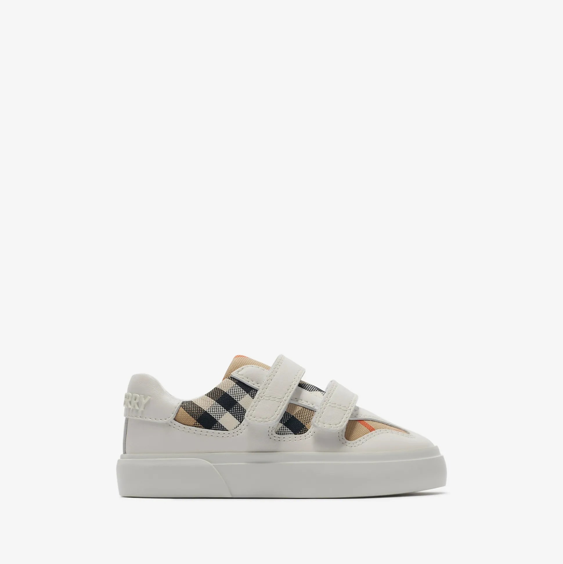 Best Burberry Check Cotton and Leather Sneakers Sand